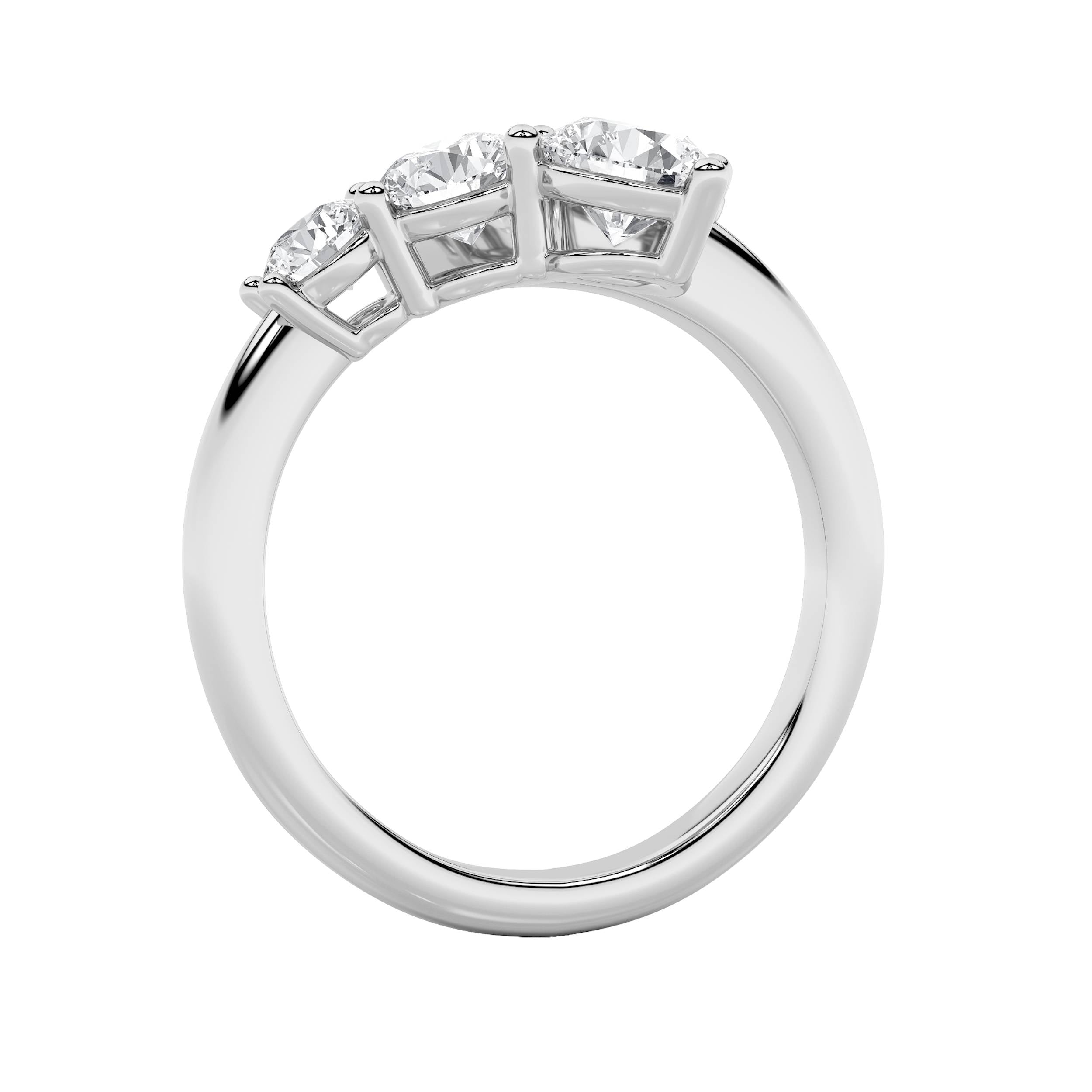 1.5Cttw Round Shaped Lab Grown Diamond (F/VS) Three Stone Ring in 14K Gold