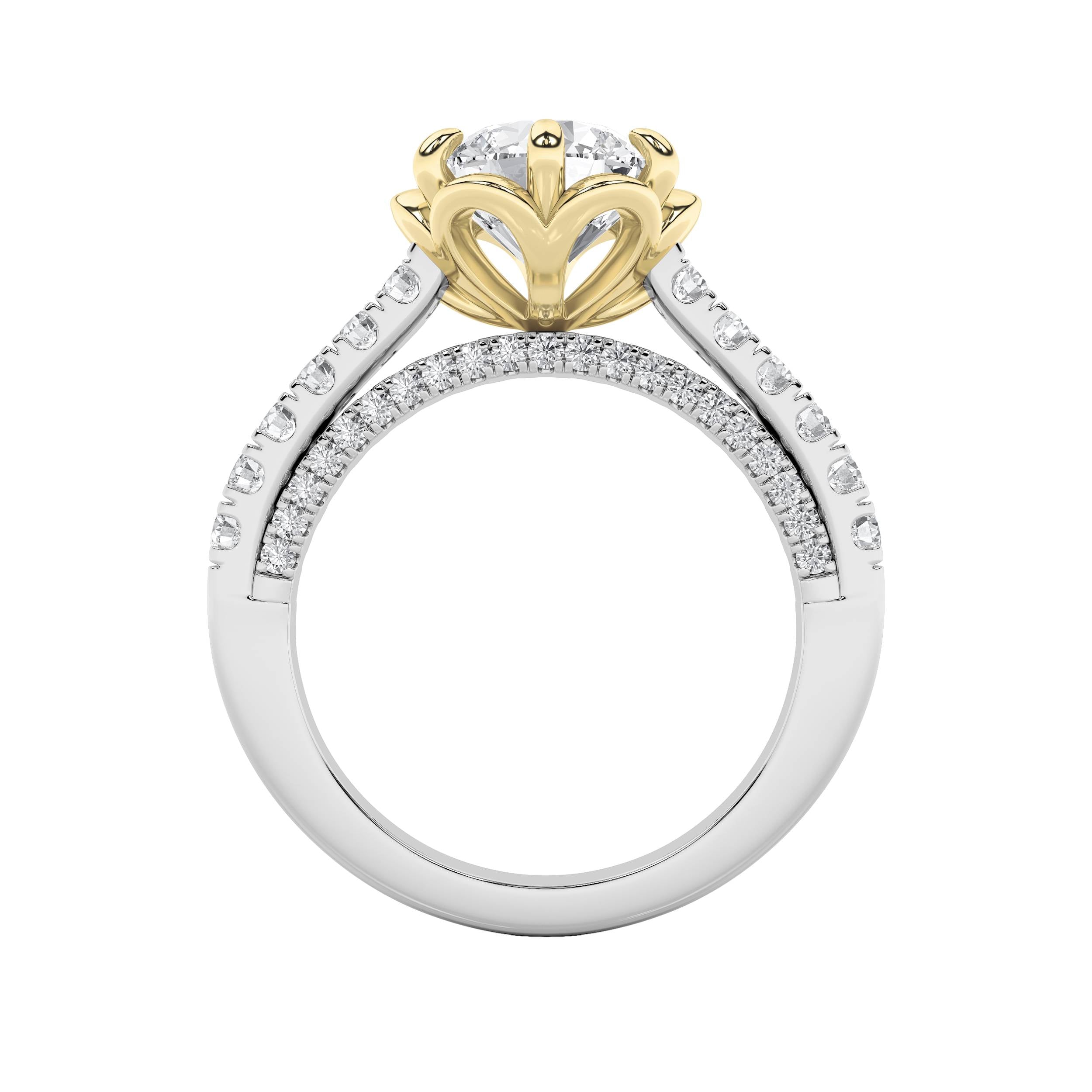 2.5Cttw Round Shaped Lab Grown Diamond (F/VS) TwoTone Solitaire Engagement Ring in 14K Gold