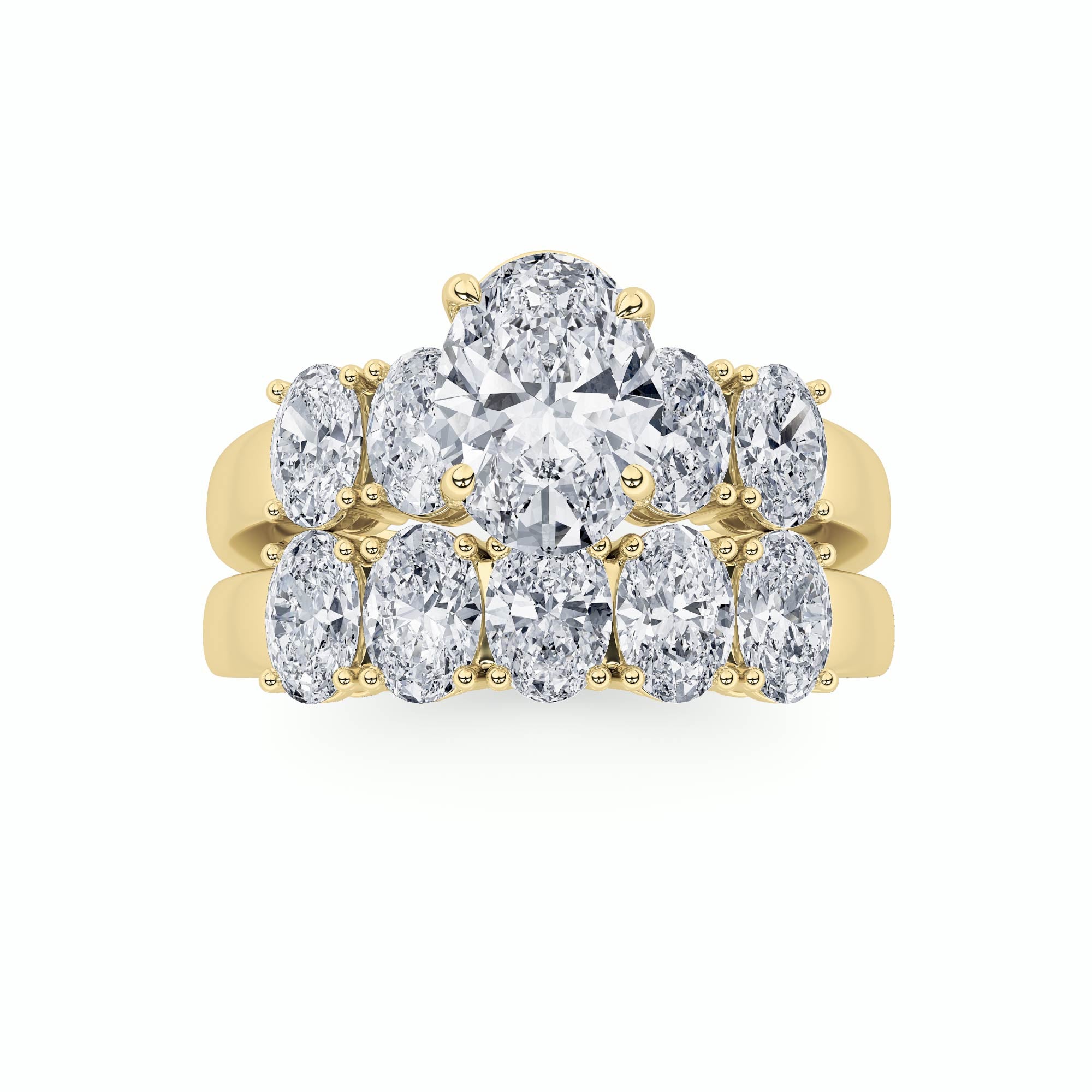 2.5Cttw Oval Shaped Lab Grown Diamond (G/VS) Bridal Set with Matching Band and Ring in 14K Gold
