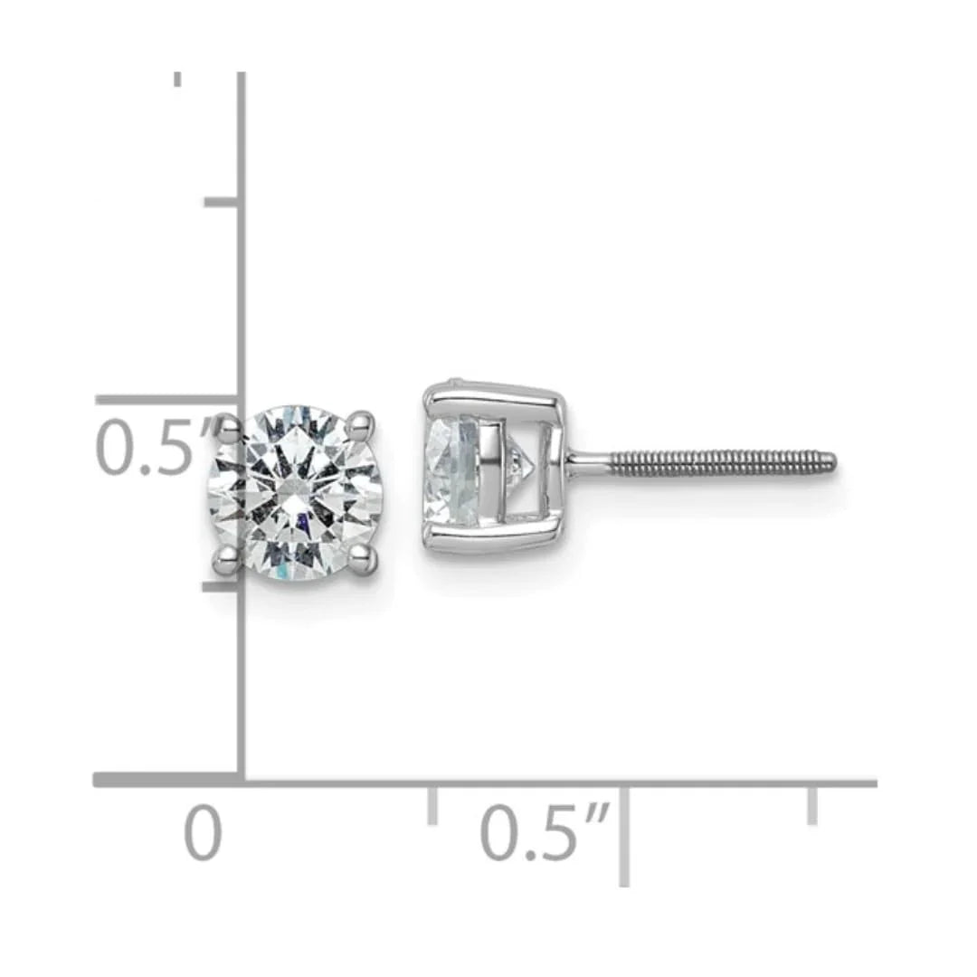 14K White Gold Round Shaped Lab Grown Diamond Stud Earrings - Fine Diamond