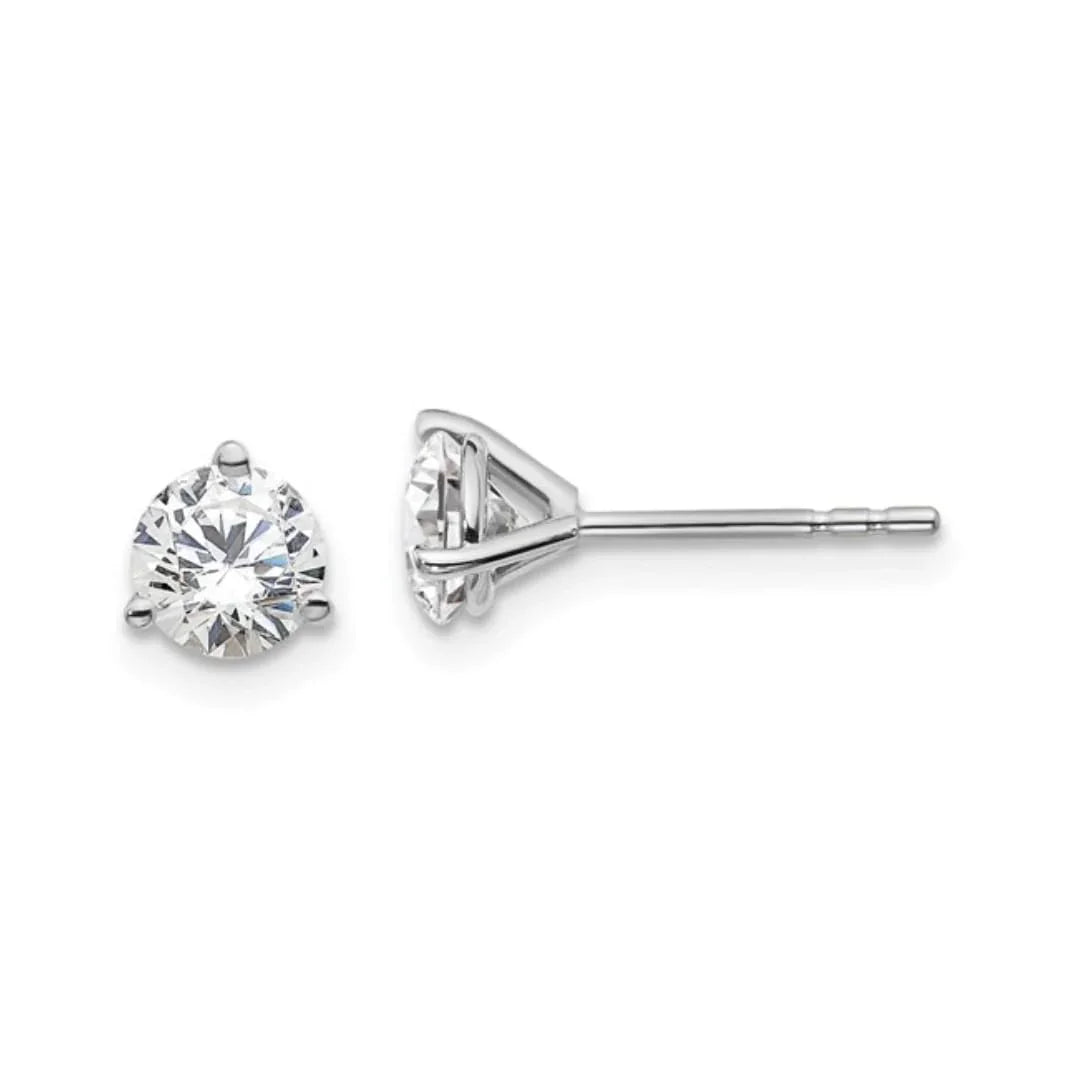 14K White Gold Round Shaped Lab Grown Diamond Stud Earrings - Fine Diamond
