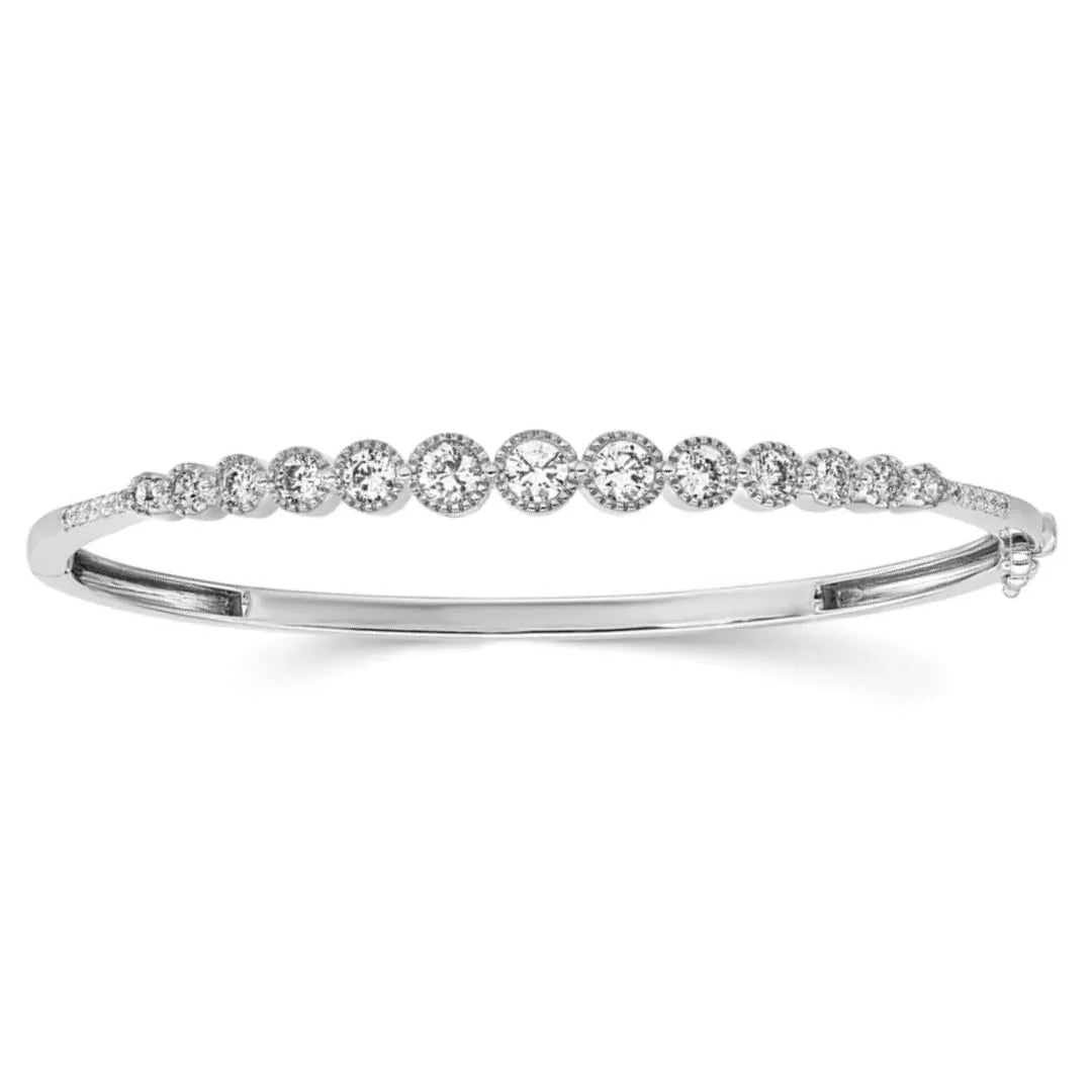 14k White Gold 1 1/2 carat Lab Grown Diamond Bangle Bracelet - Fine Diamond