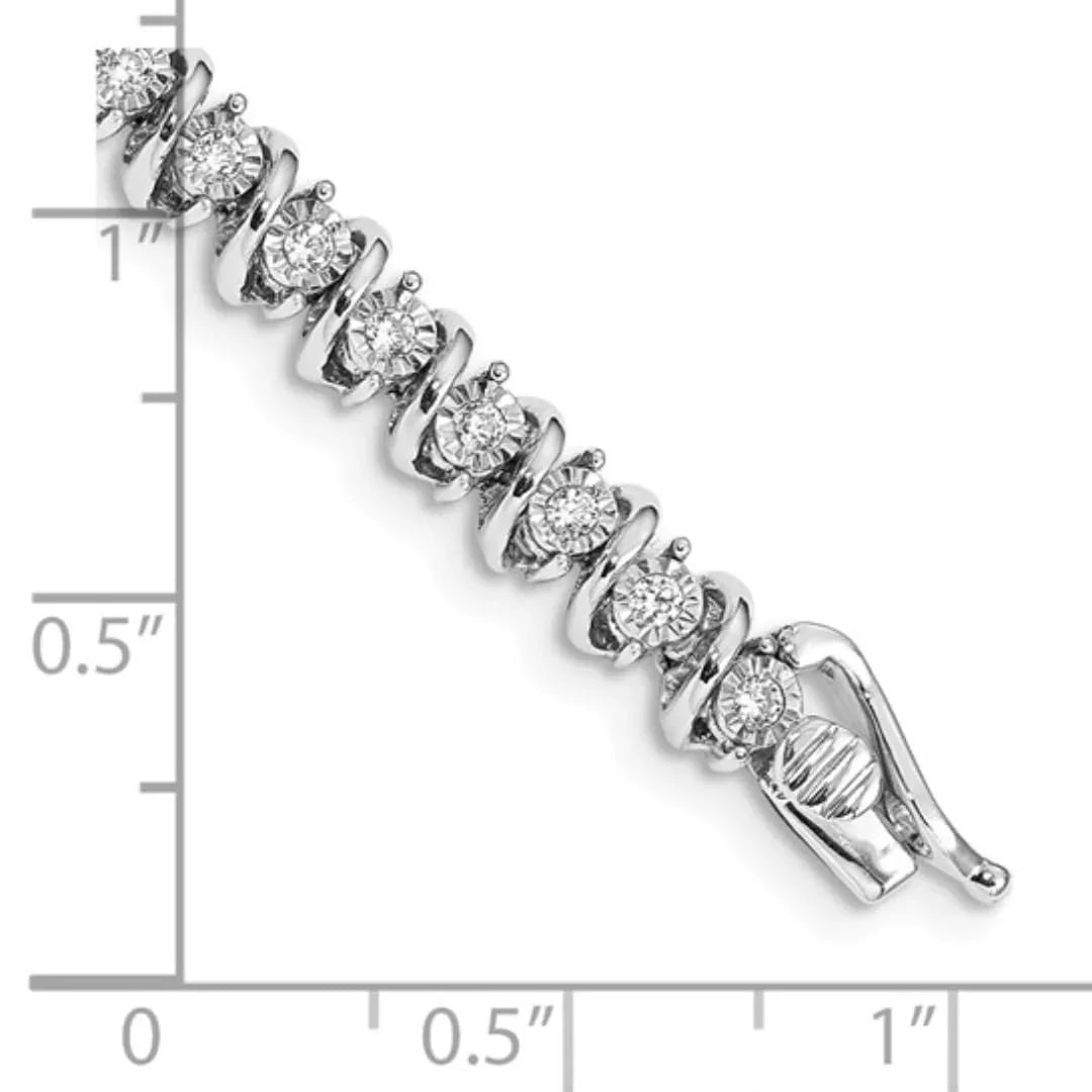 14k White Gold Lab Diamond S-link Tennis Bracelet - Fine Diamond