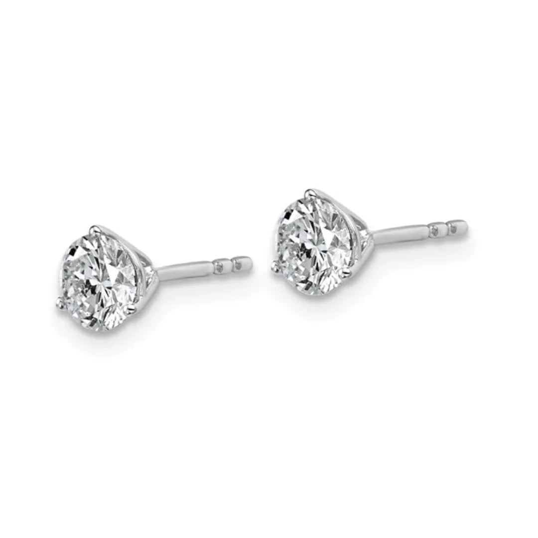 14K White Gold Round Shaped Lab Grown Diamond Stud Earrings - Fine Diamond