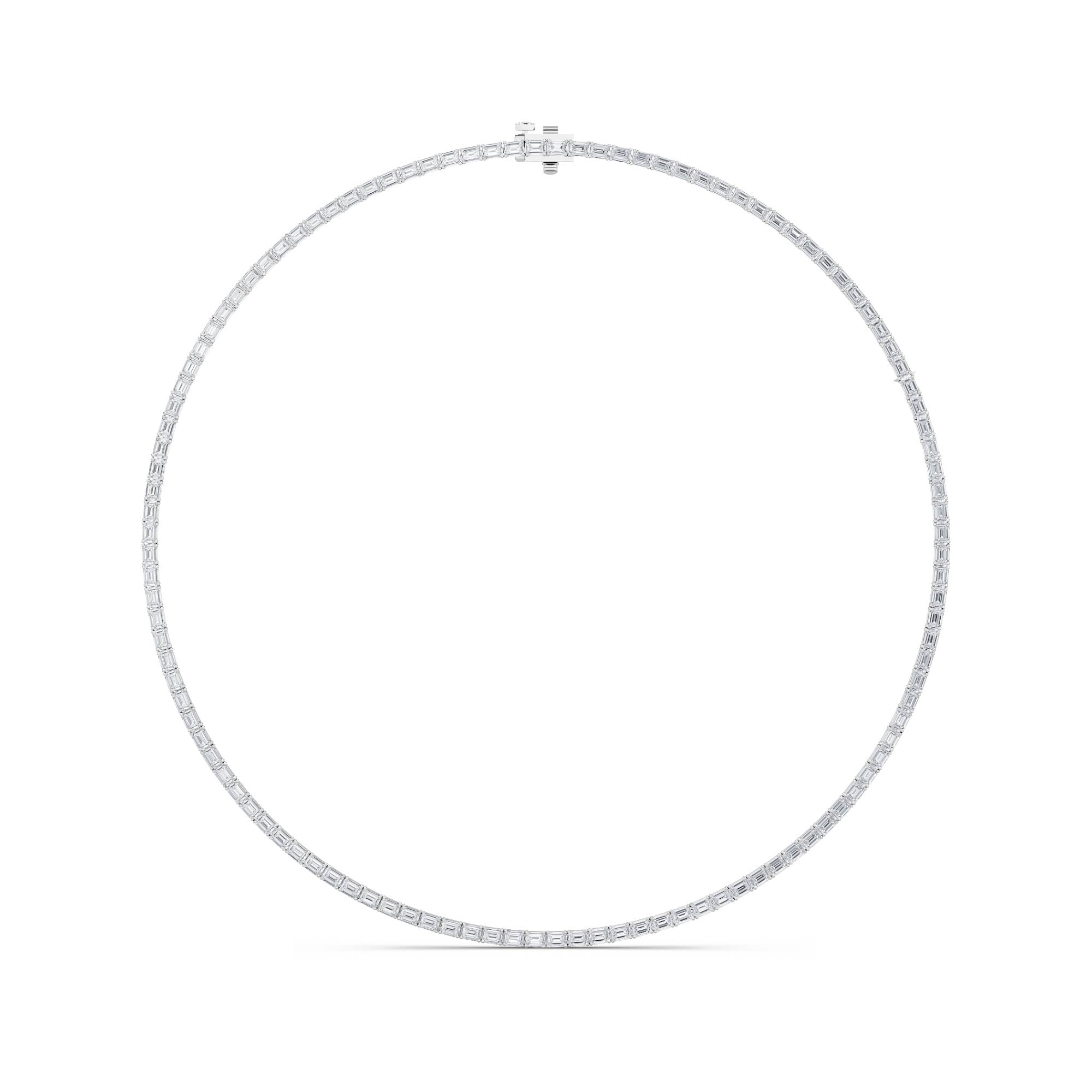 Emerald (F/VS) Lab Grown Diamond Prong 14K White Gold Classic Eternity Tennis Necklace