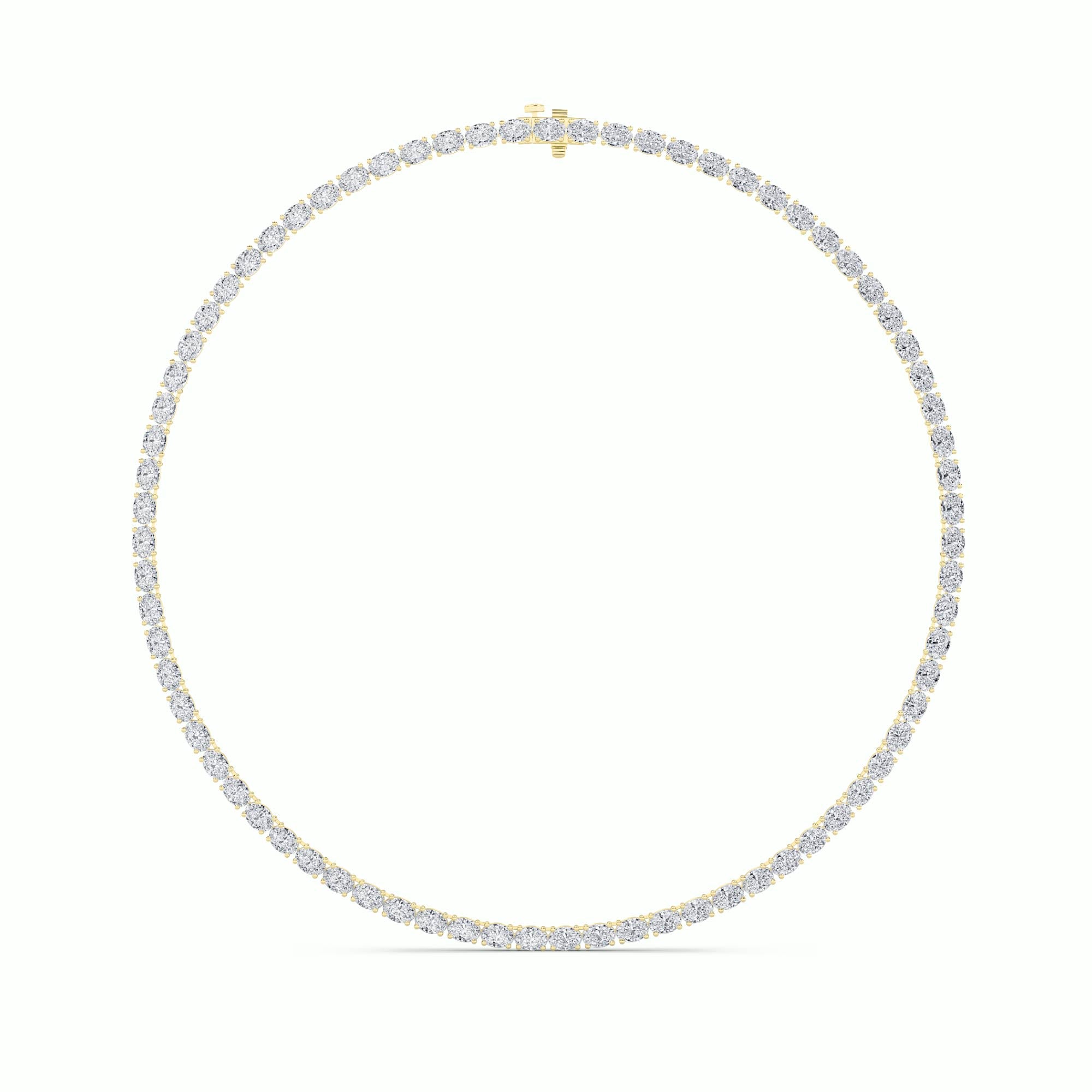 Oval (F/VS) Lab Grown Diamond Prong 14K Yellow Gold Classic Eternity Tennis Necklace