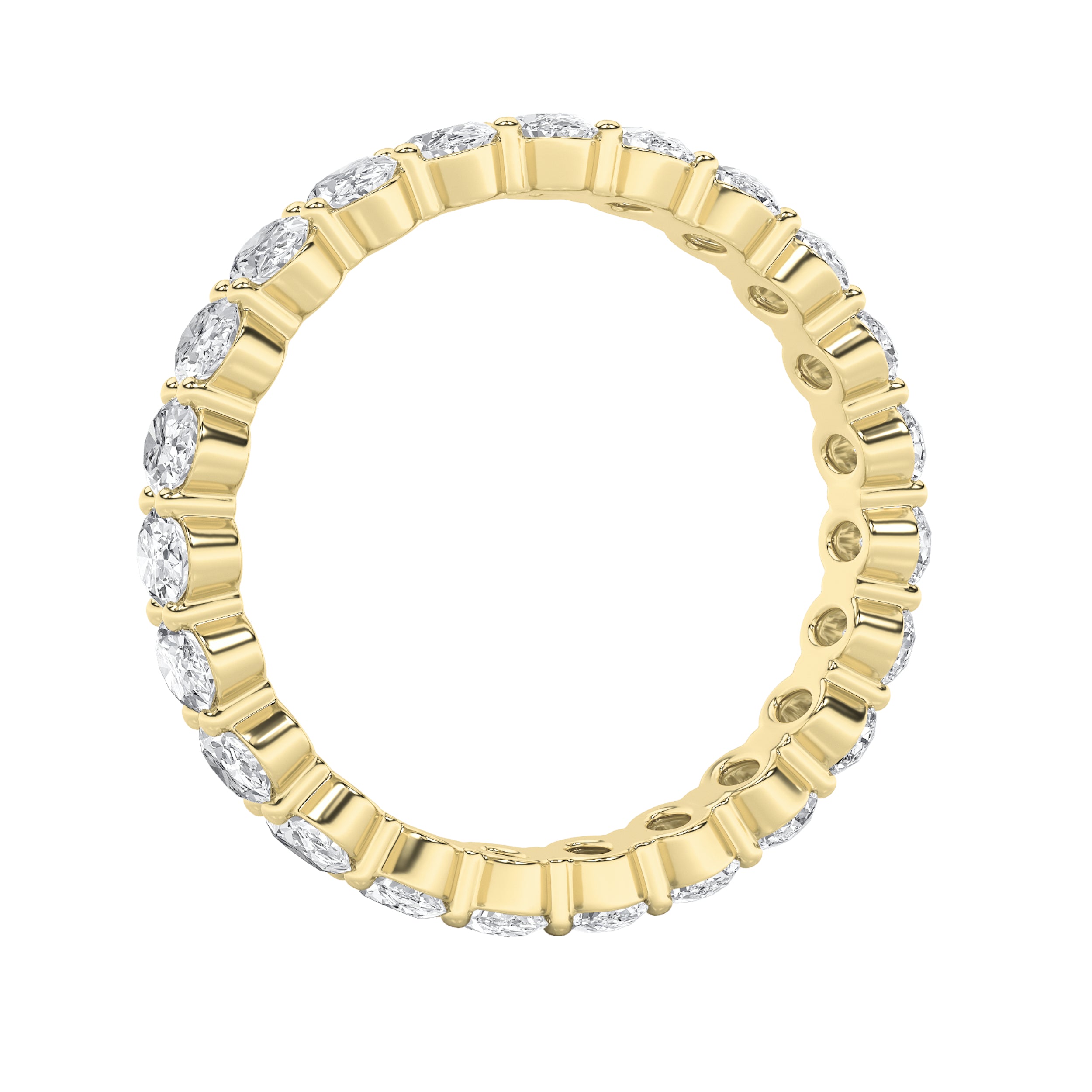 3Cttw Oval Shaped Lab Grown Diamond Split Prong Eternity Ring in 14K Gold (F/VS)