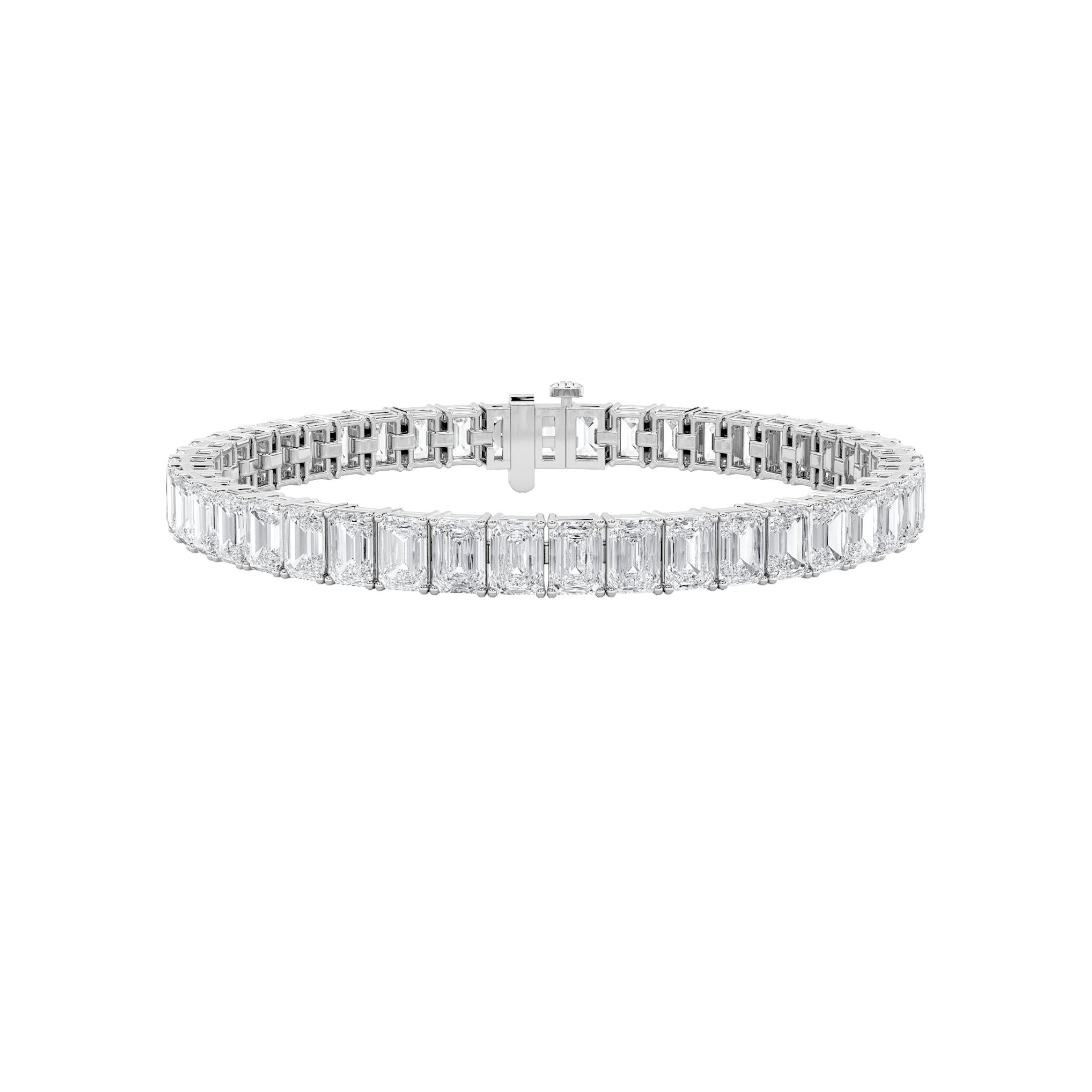Emerald Shaped Lab Diamond (F/VS) Bracelet in 14K Gold