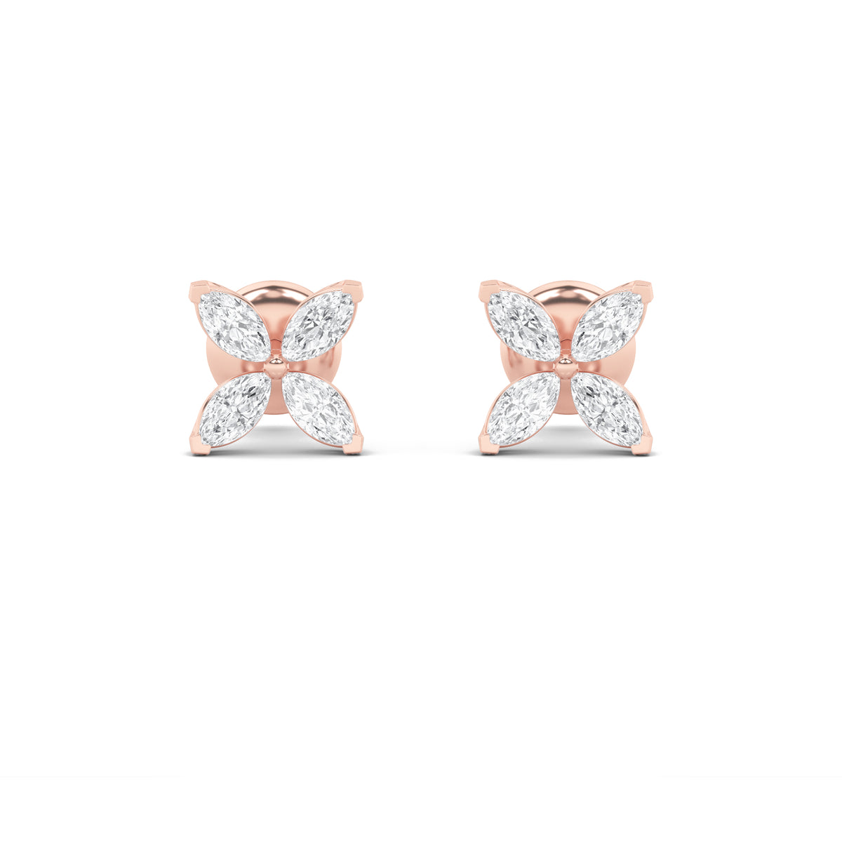 1.5Cttw Marquise Shaped Lab Grown Diamond (F/VS) Flower Earrings in 14K Gold