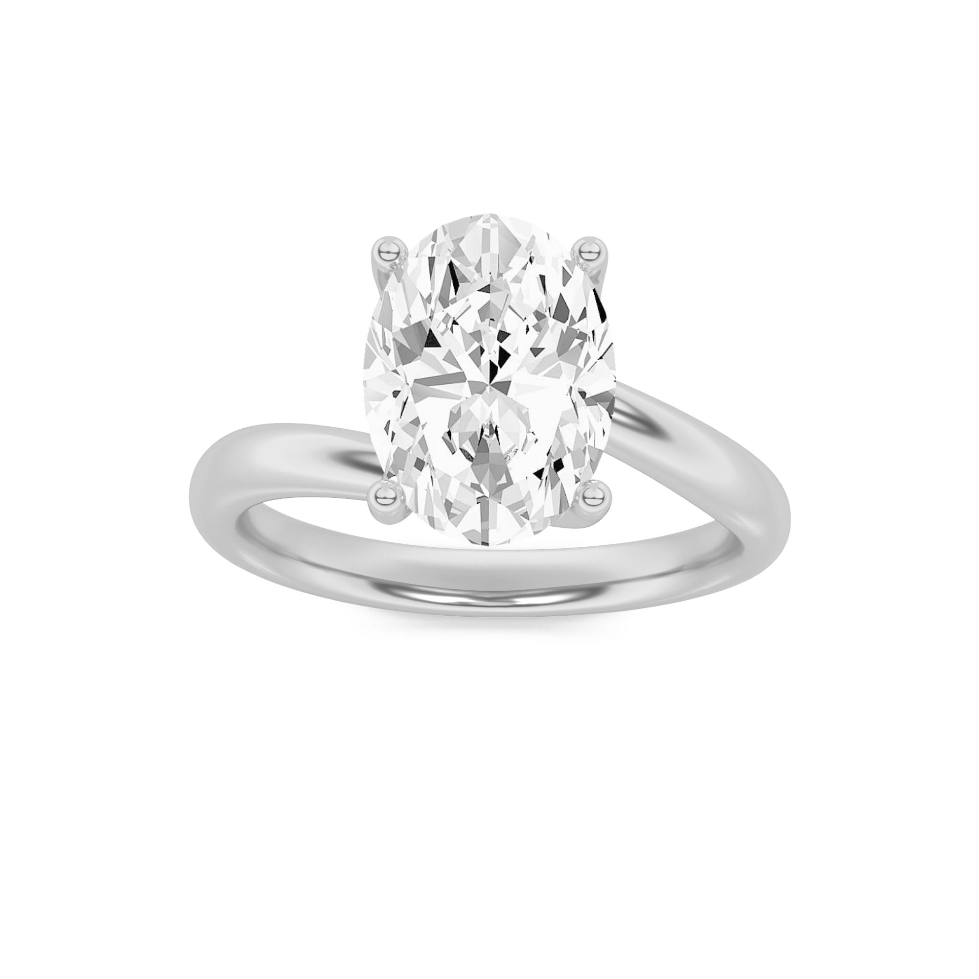 2Cttw Oval Shaped Lab Grown Diamond (F/VS) BypassShank Engagement Ring in 14K Gold