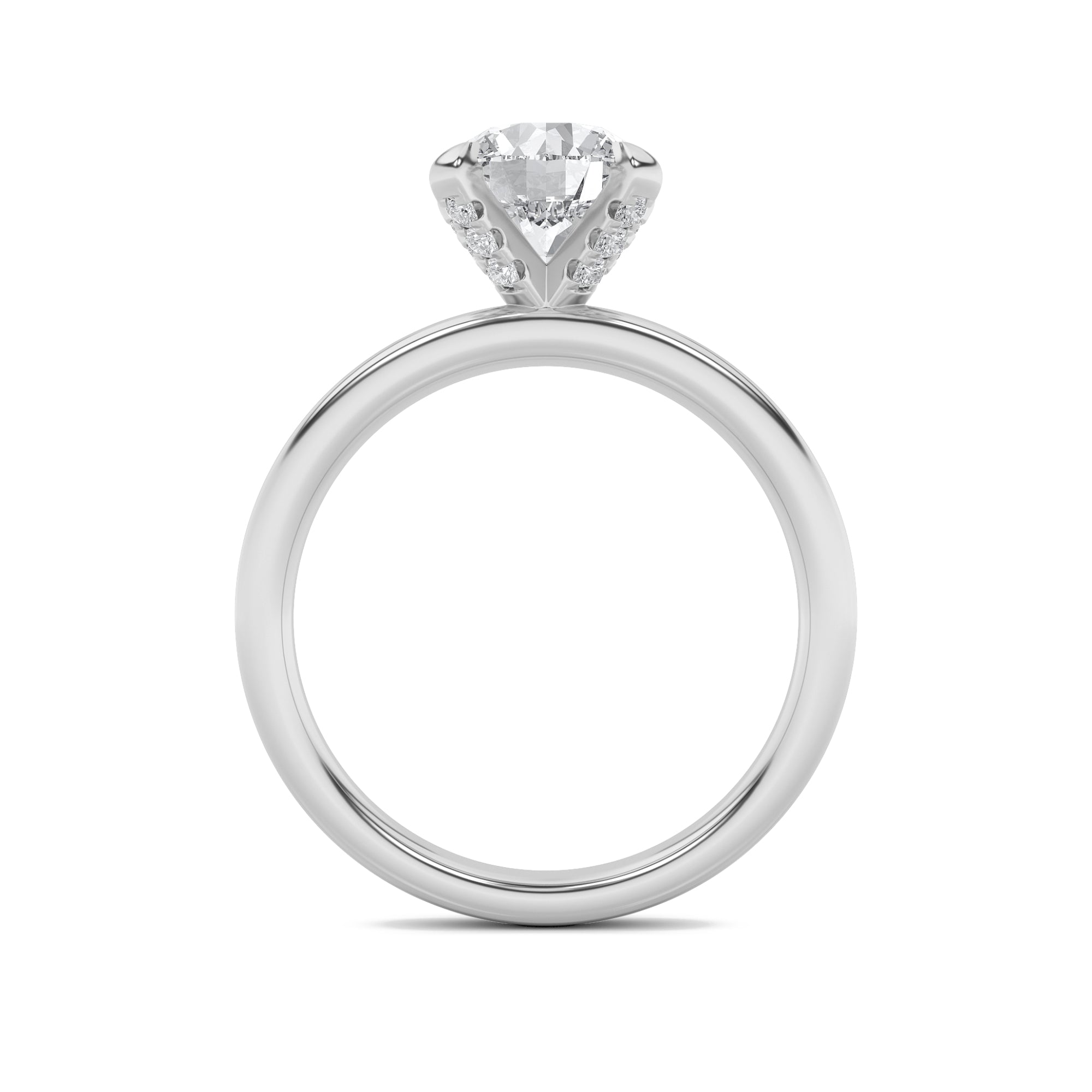 2Cttw Round Shaped Lab Grown Diamond (F/VS) HiddenHalo Petite Shank Ring in 14K Gold