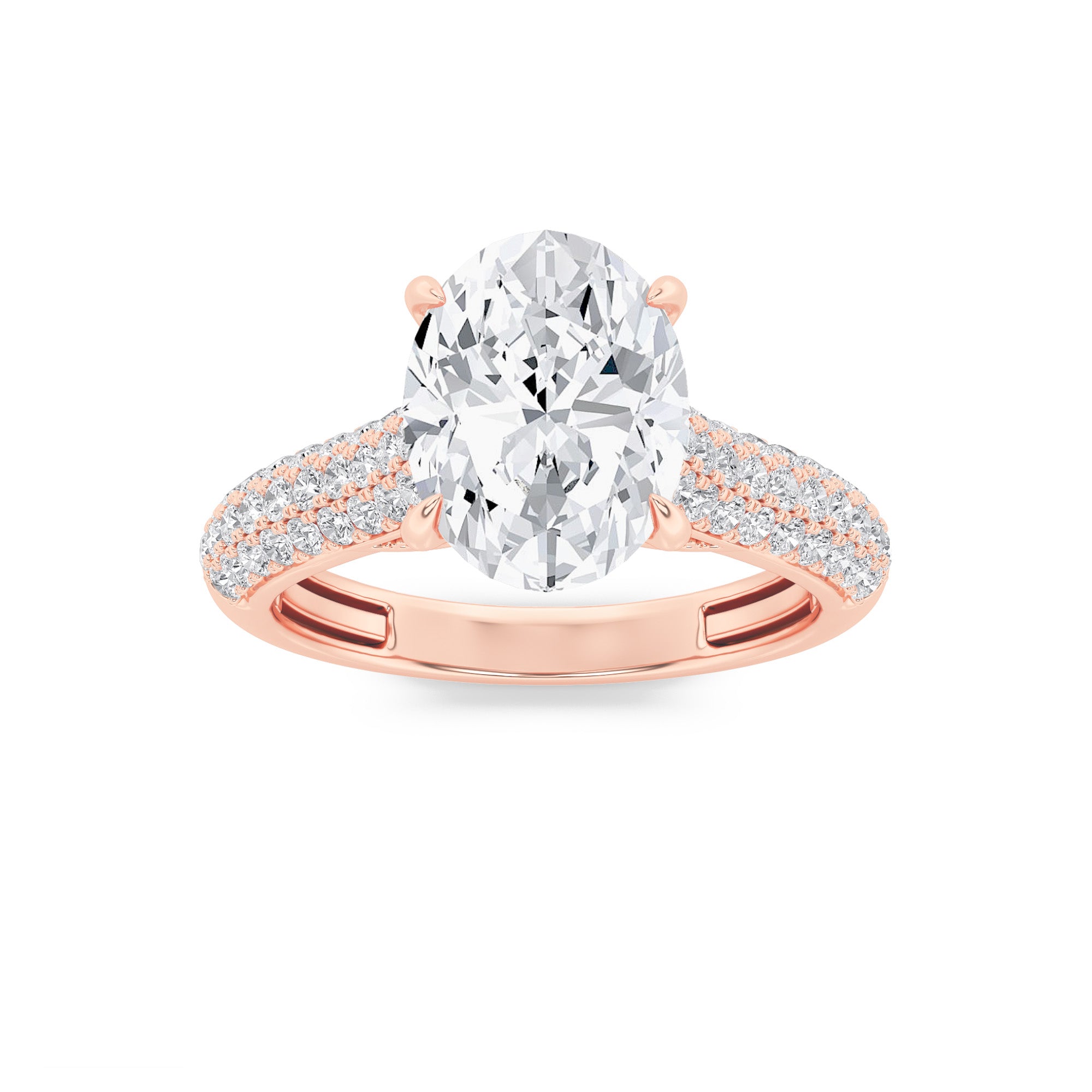 2.5Cttw Oval Shaped Lab Grown Diamond (F/VS) Hidden Halo Accented Engagement Ring in 14K Gold