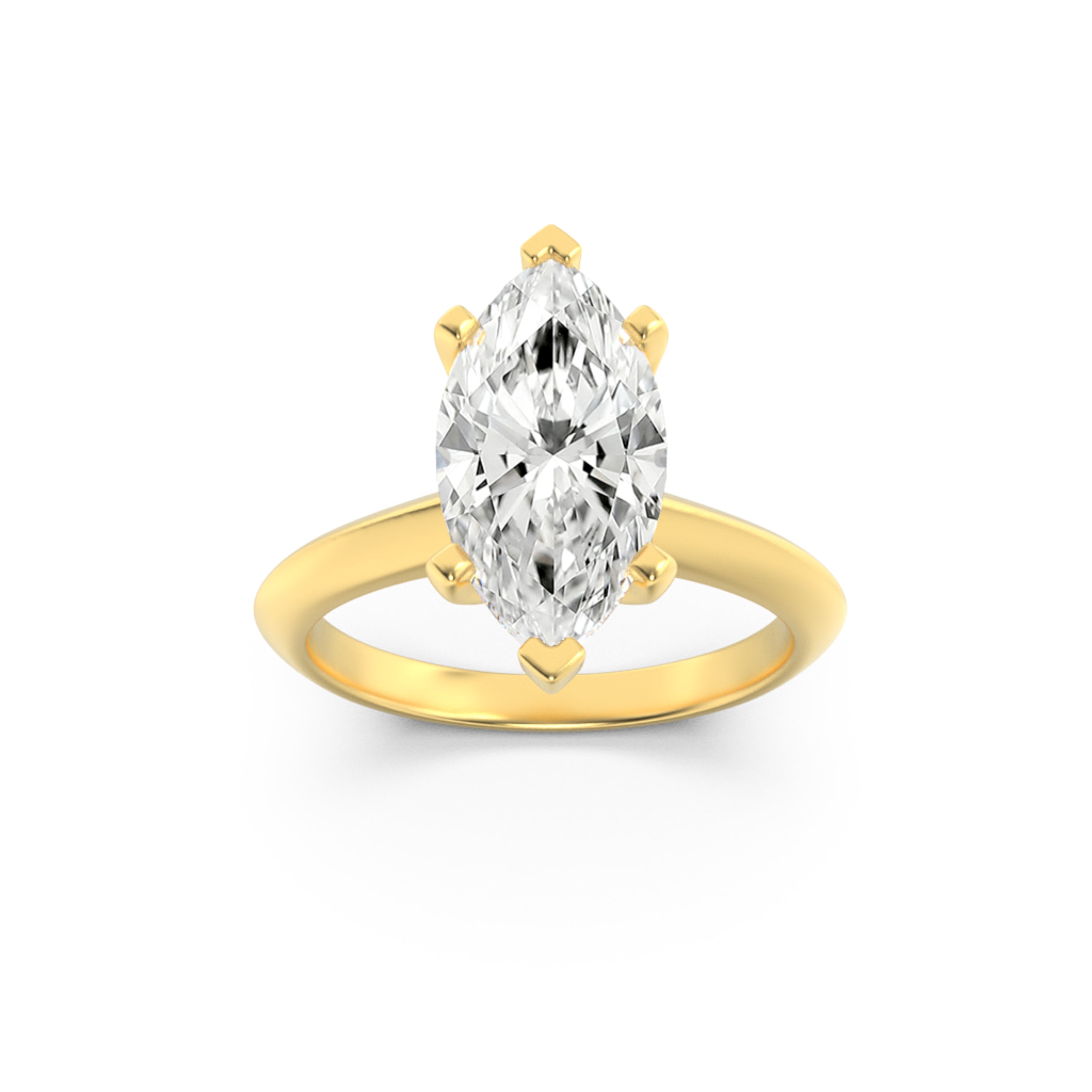 1.5Cttw Marquise Shaped Lab Grown Diamond (F/VS) Knife Edge Shank Solitaire Engagement Ring in 14K Gold
