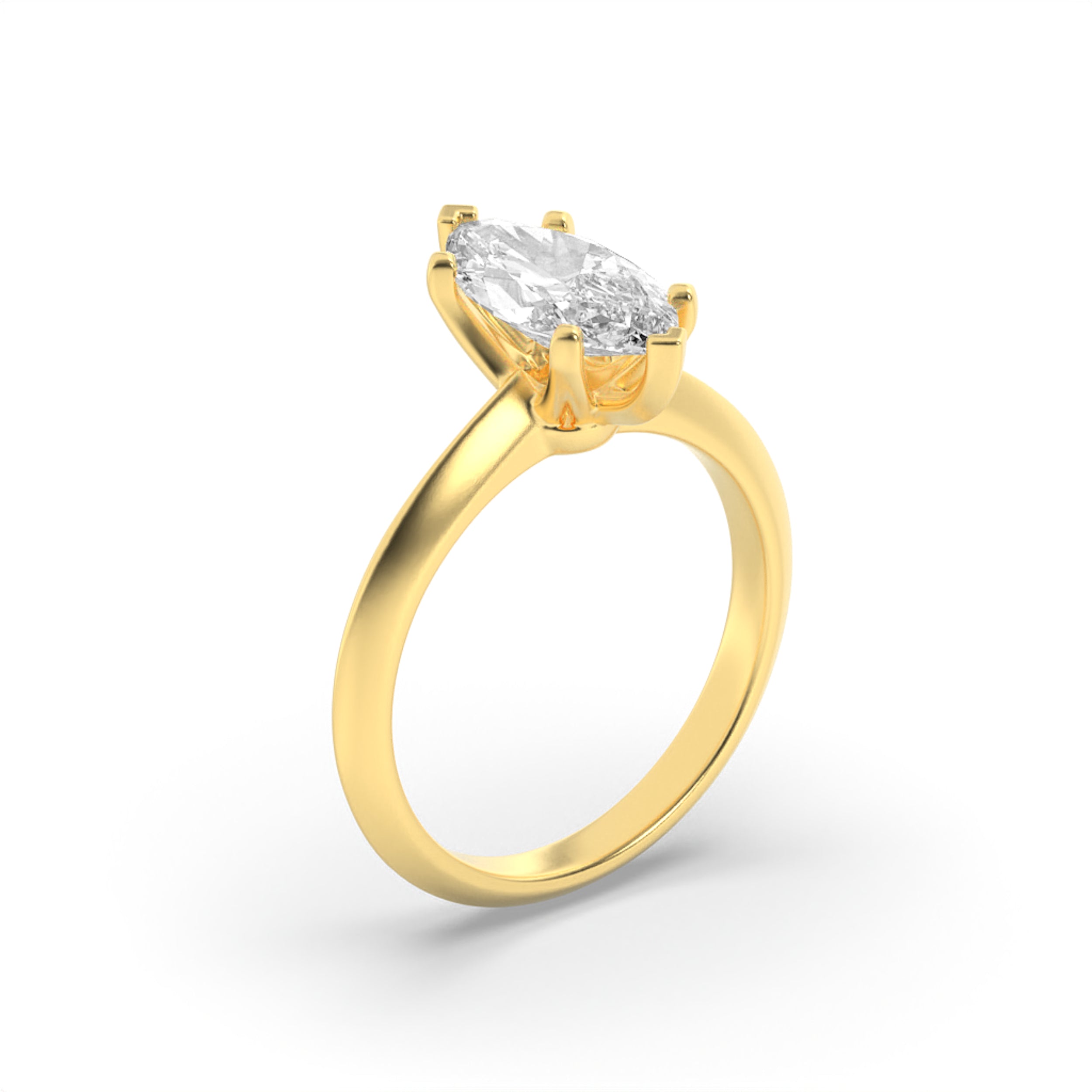 1.5Cttw Marquise Shaped Lab Grown Diamond (F/VS) Knife Edge Shank Solitaire Engagement Ring in 14K Gold