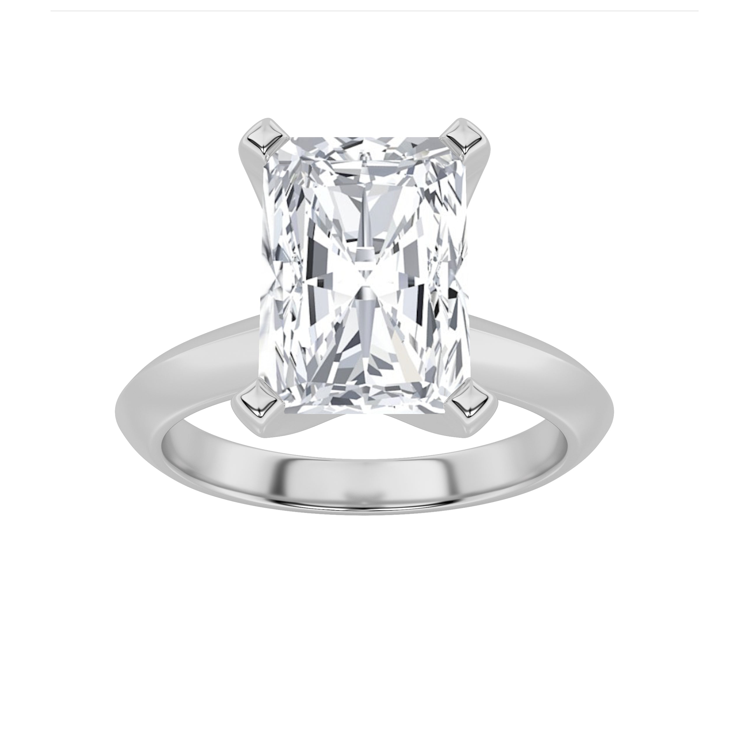 1Cttw Radiant Shaped Lab Grown Diamond (G/VS) Knife Edge Shank Solitaire Engagement Ring in 14K Gold