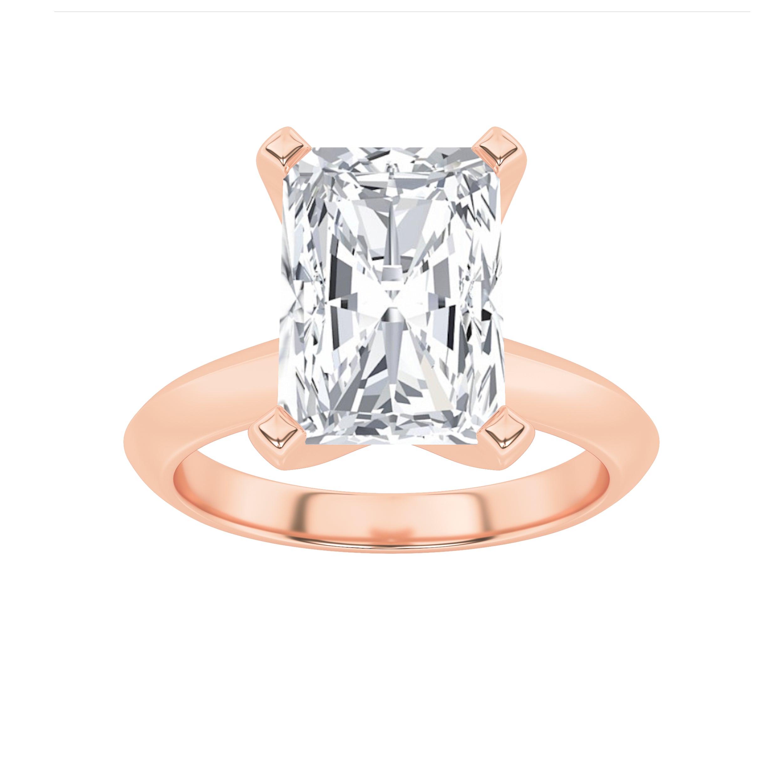 2Cttw Radiant Shaped Lab Grown Diamond (F/VS) Knife Edge Shank Solitaire Engagement Ring in 14K Gold