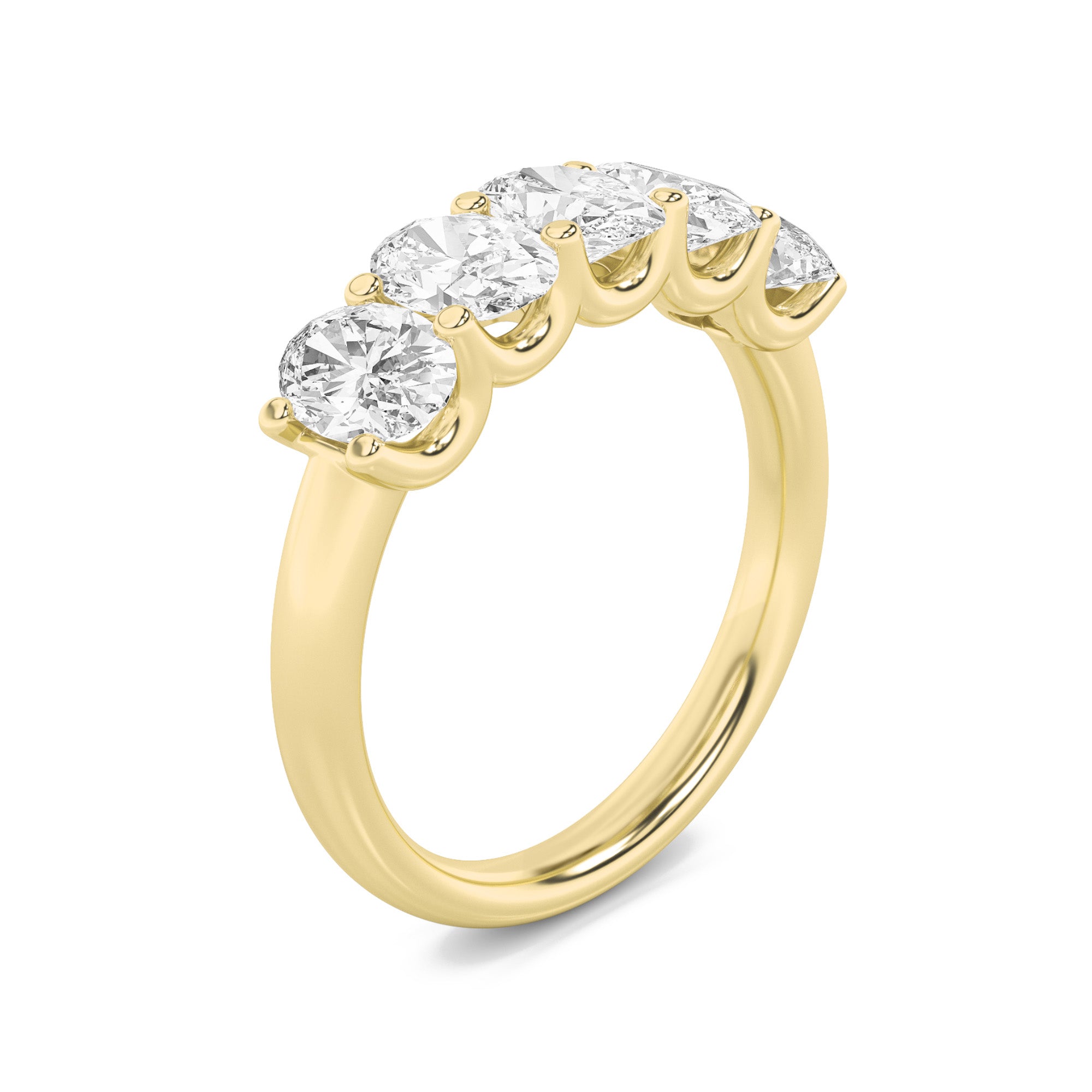 2Cttw Oval Shaped Lab Grown Diamond (F/VS) Five Stone Band Ring in 14K Gold