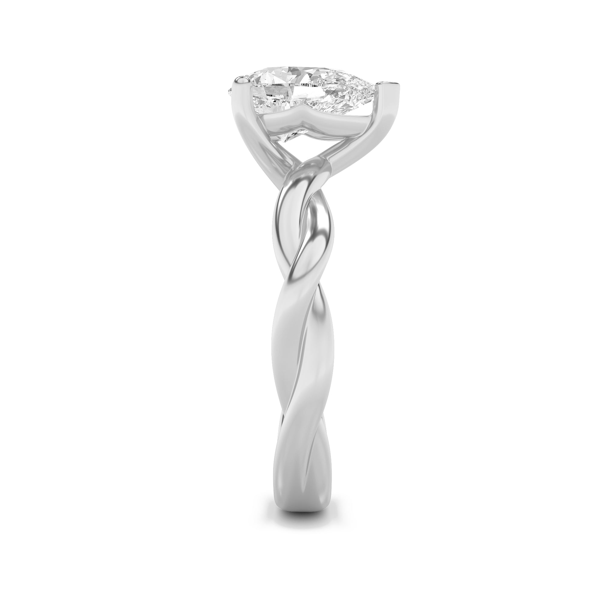 2Cttw Pear Shaped Lab Grown Diamond (F/VS) TwistedShank Solitaire Engagement Ring in 14K Gold