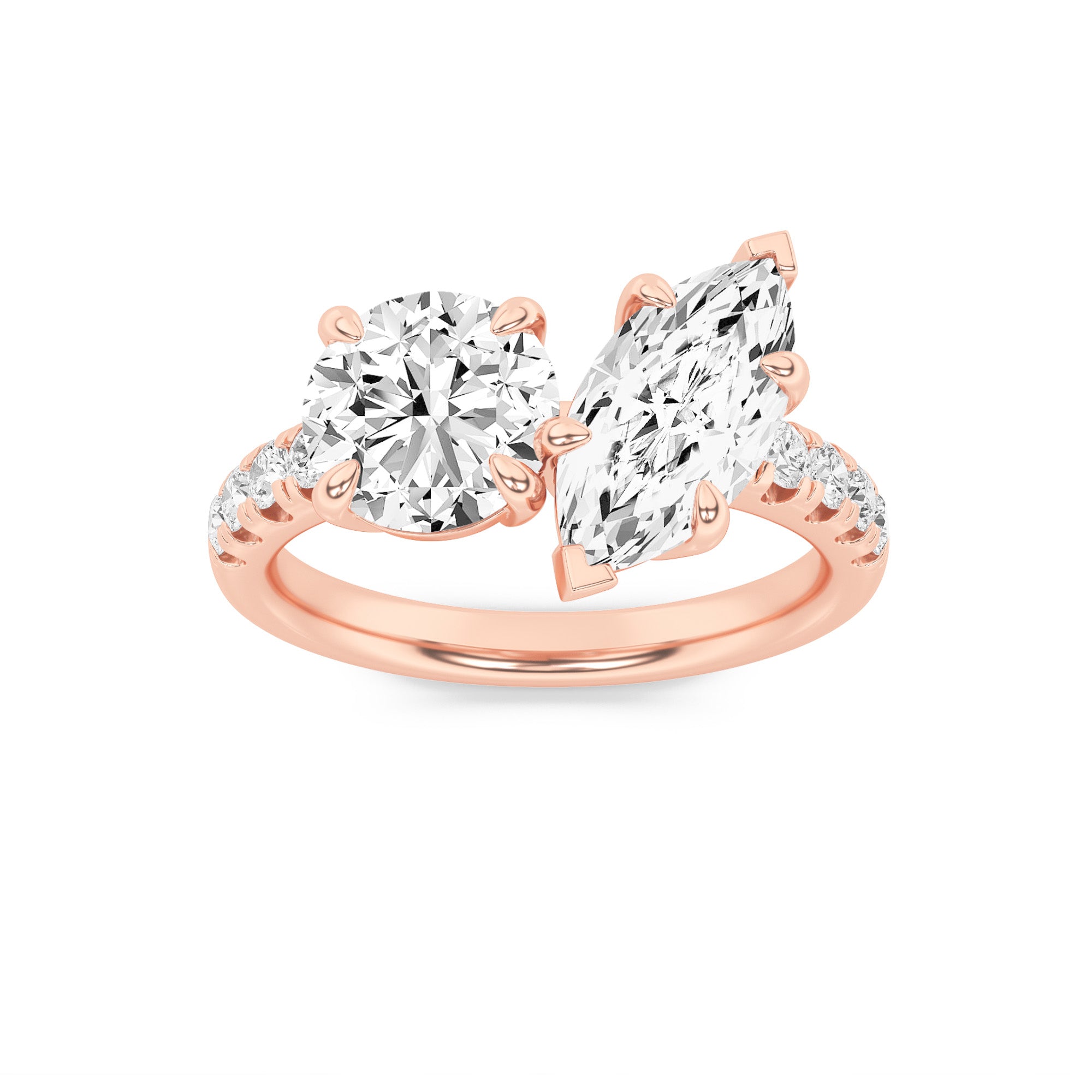3Cttw Round Shaped Lab Grown Diamond (F/VS) Toi etMoi Engagement Ring in 14K Gold