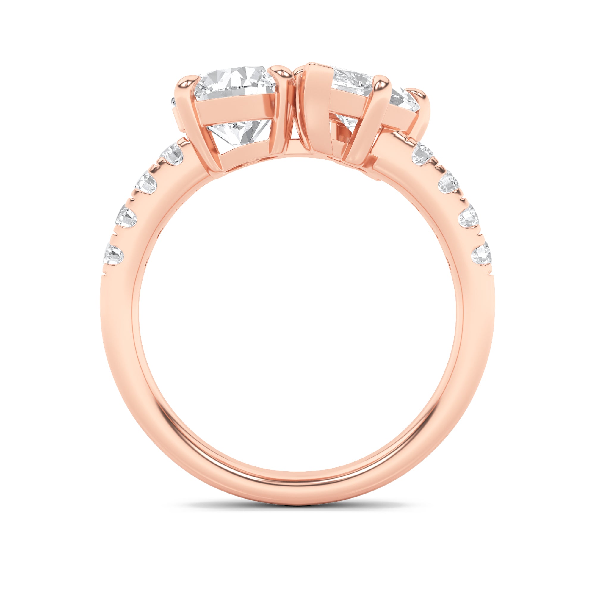 3Cttw Round Shaped Lab Grown Diamond (F/VS) Toi etMoi Engagement Ring in 14K Gold