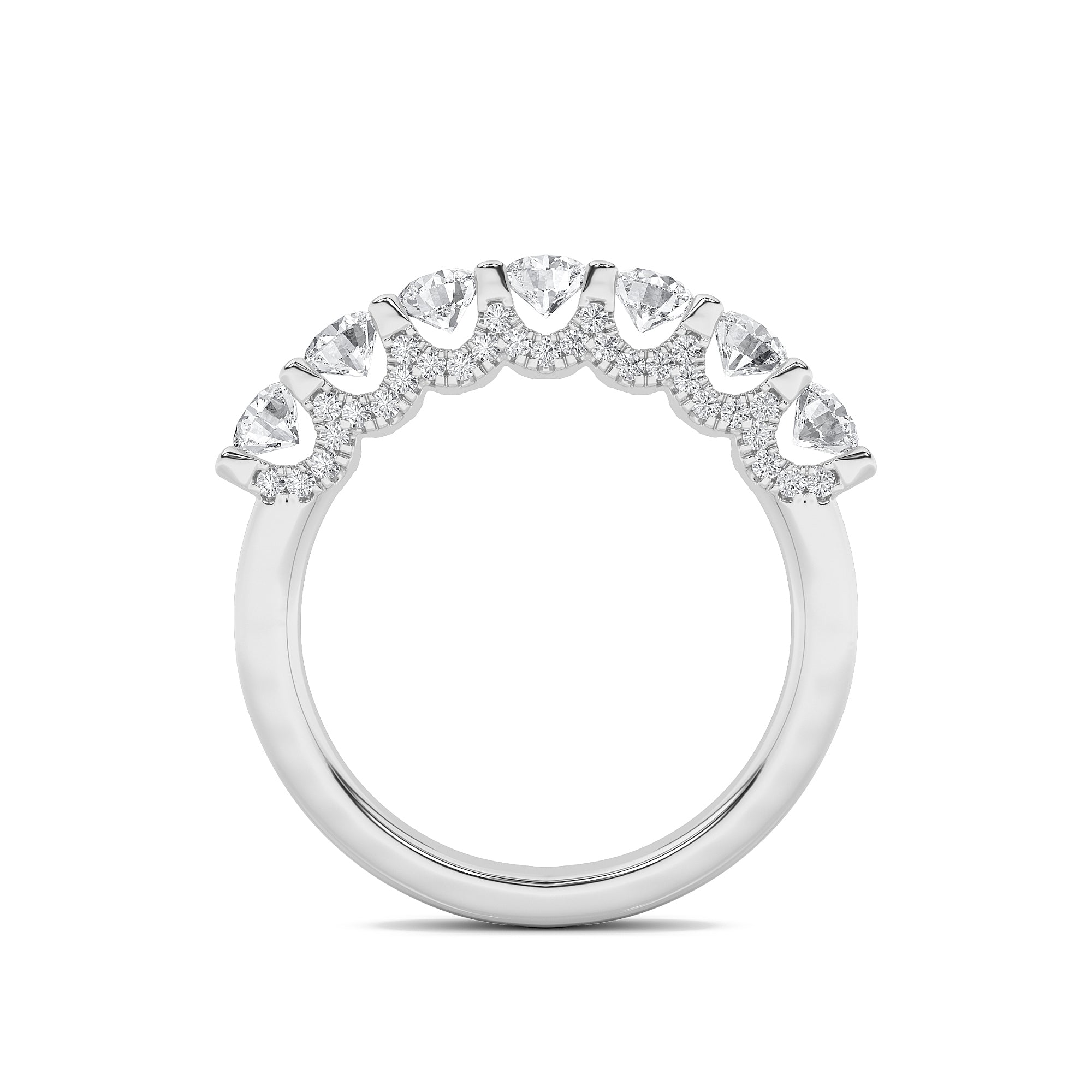 1Cttw Round Shaped Lab Grown Diamond (F/VS) Accented Double Halo Set of Band and Ring in 14K Gold