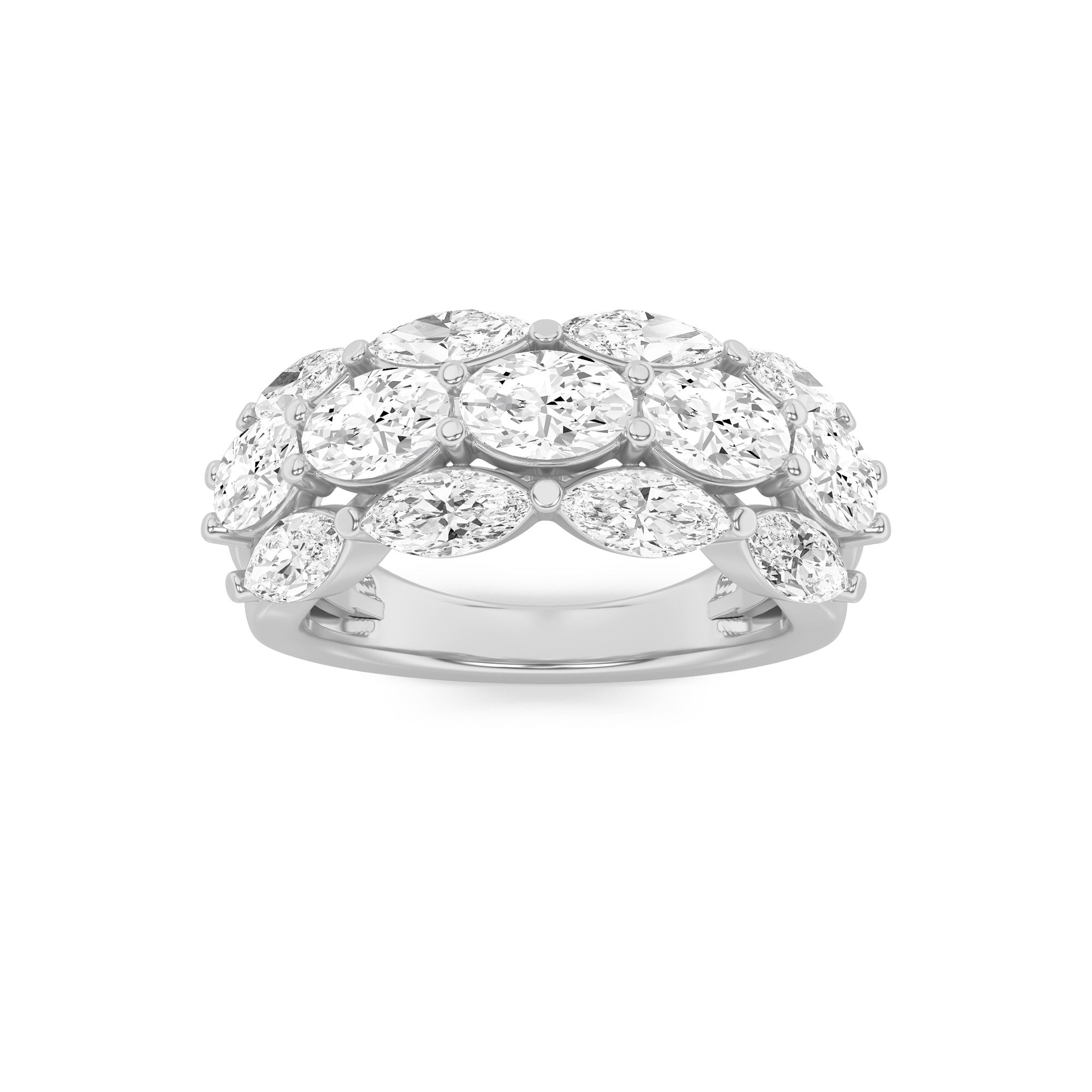3Cttw Oval Shaped Lab Grown Diamond (F/VS) Multi Stone Band Ring in 14K Gold