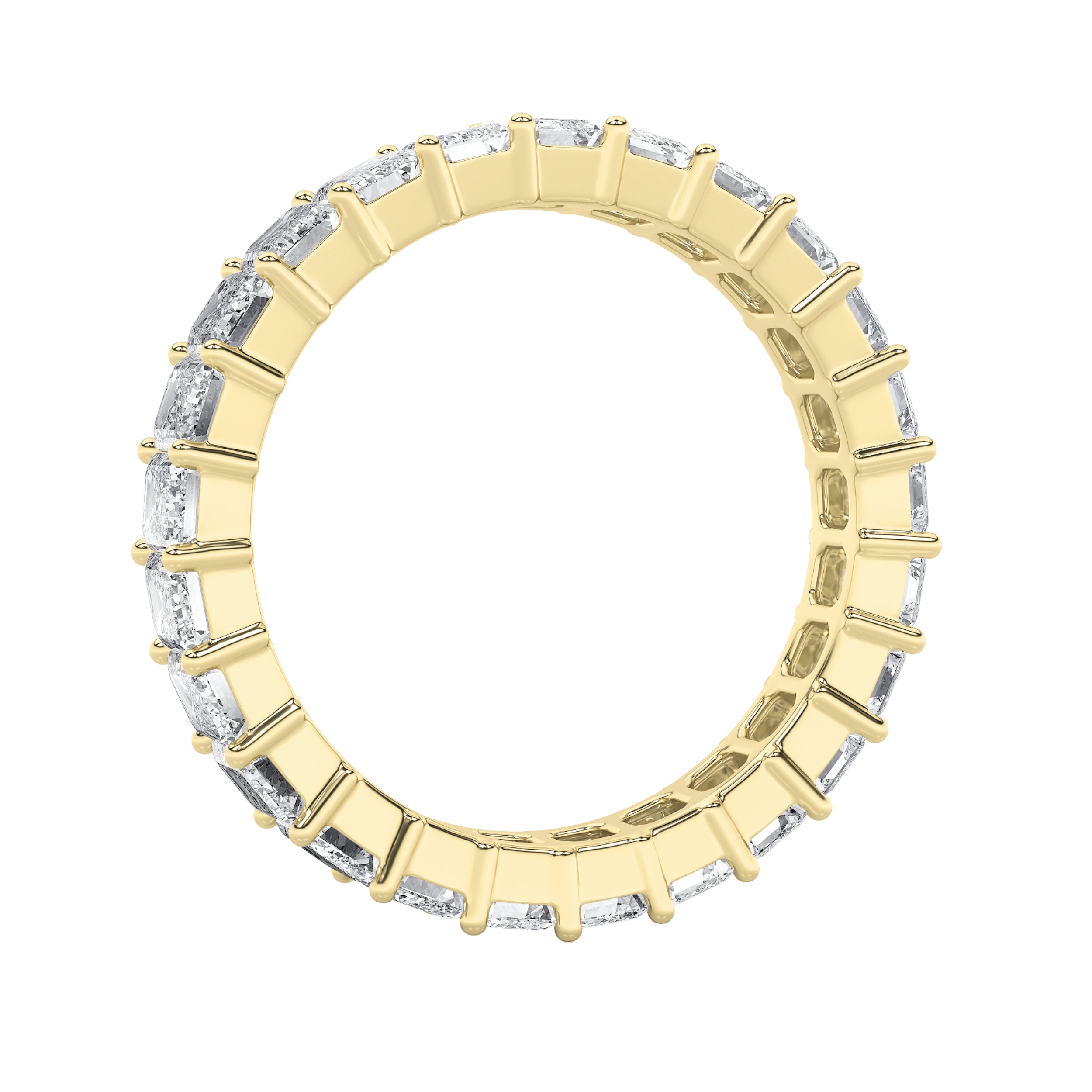 3.25Cttw Emerald Shaped Lab Grown Diamond Split Prong Eternity Ring in 14K Gold (F/VS)