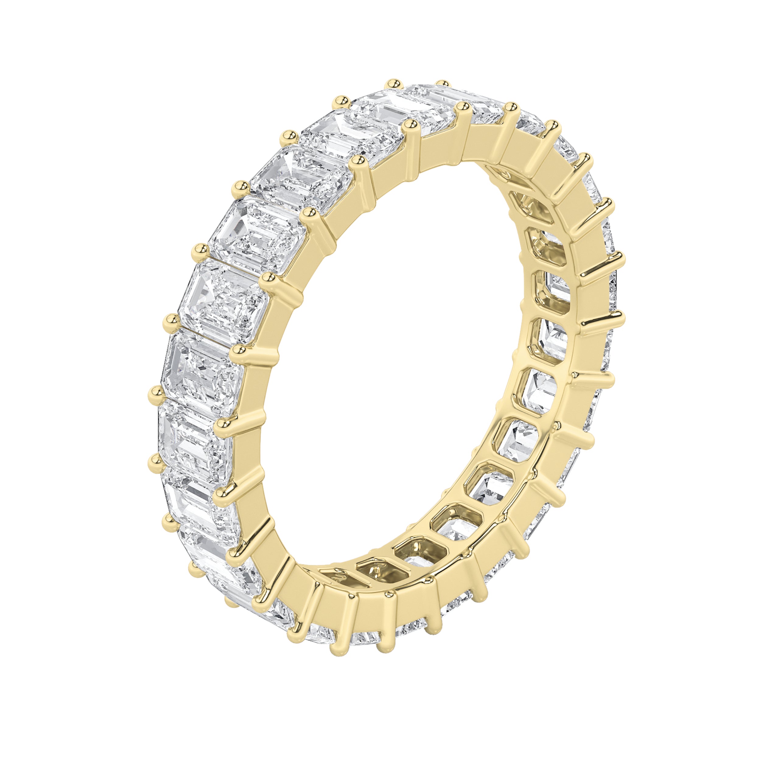 3.75Cttw Emerald Shaped Lab Grown Diamond Split Prong Eternity Ring in 14K Gold (F/VS)