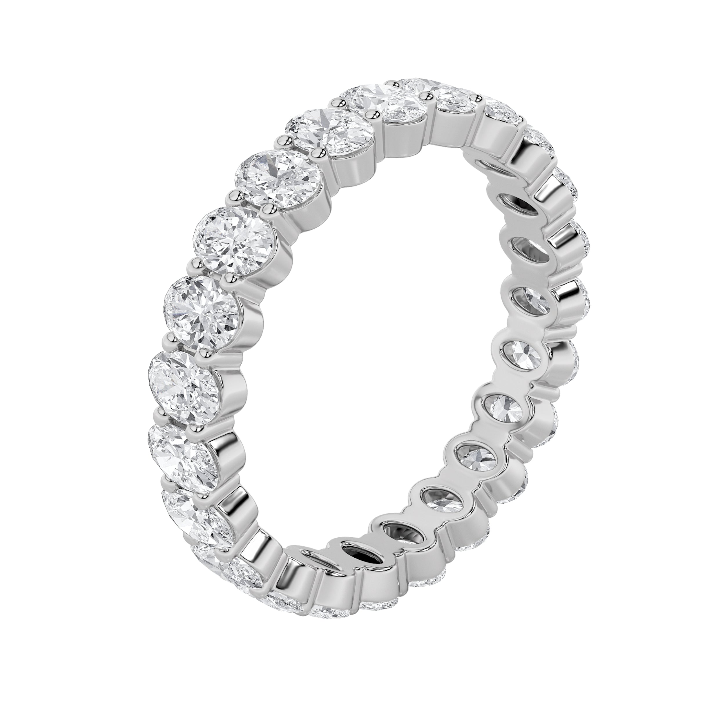 4Cttw Oval Shaped Lab Grown Diamond Split Prong Eternity Ring in 14K Gold (F/VS)
