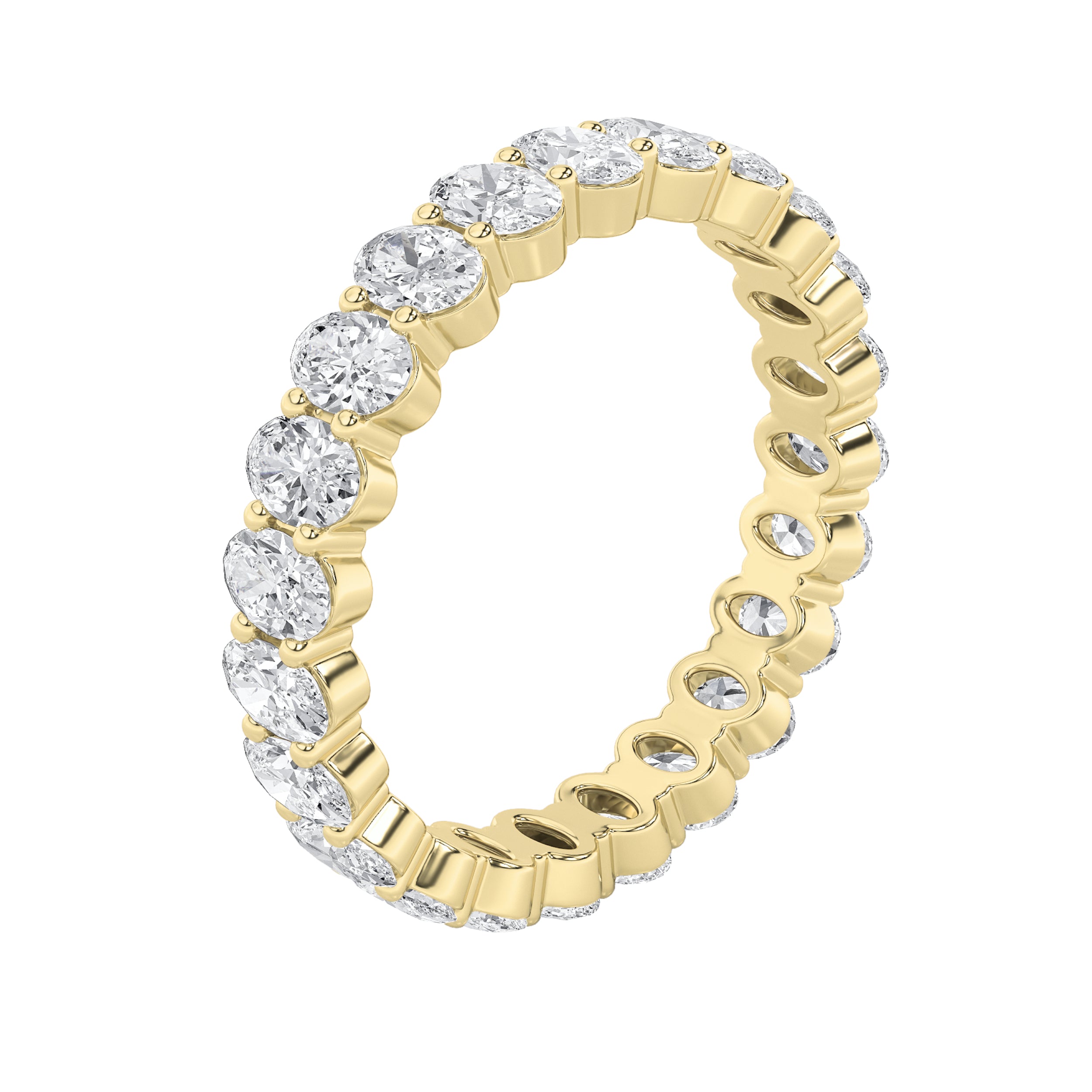 4.5Cttw Oval Shaped Lab Grown Diamond Split ProngEternity Ring in 14K Gold (F/VS)