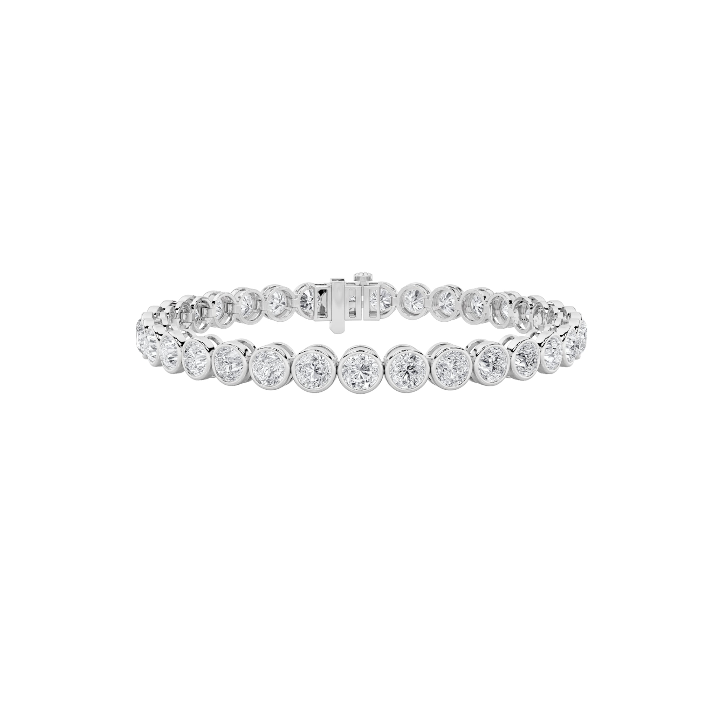 Round Shaped Lab Grown Diamond (F/VS) East West Bezel Set Bracelet in 14K Gold