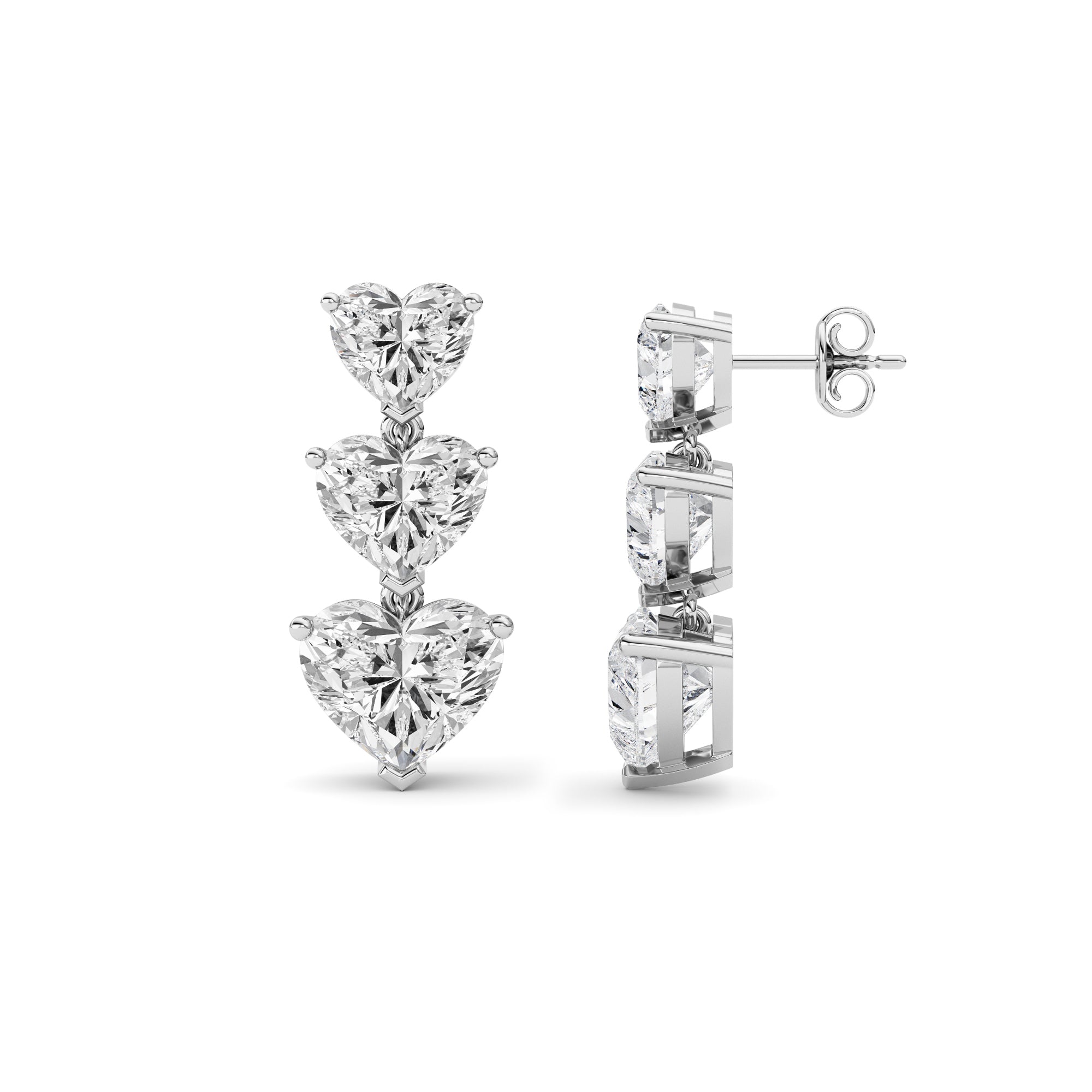 16Cttw Heart Shaped Lab Grown Diamond (F/VS ) Earrings in 14K Gold