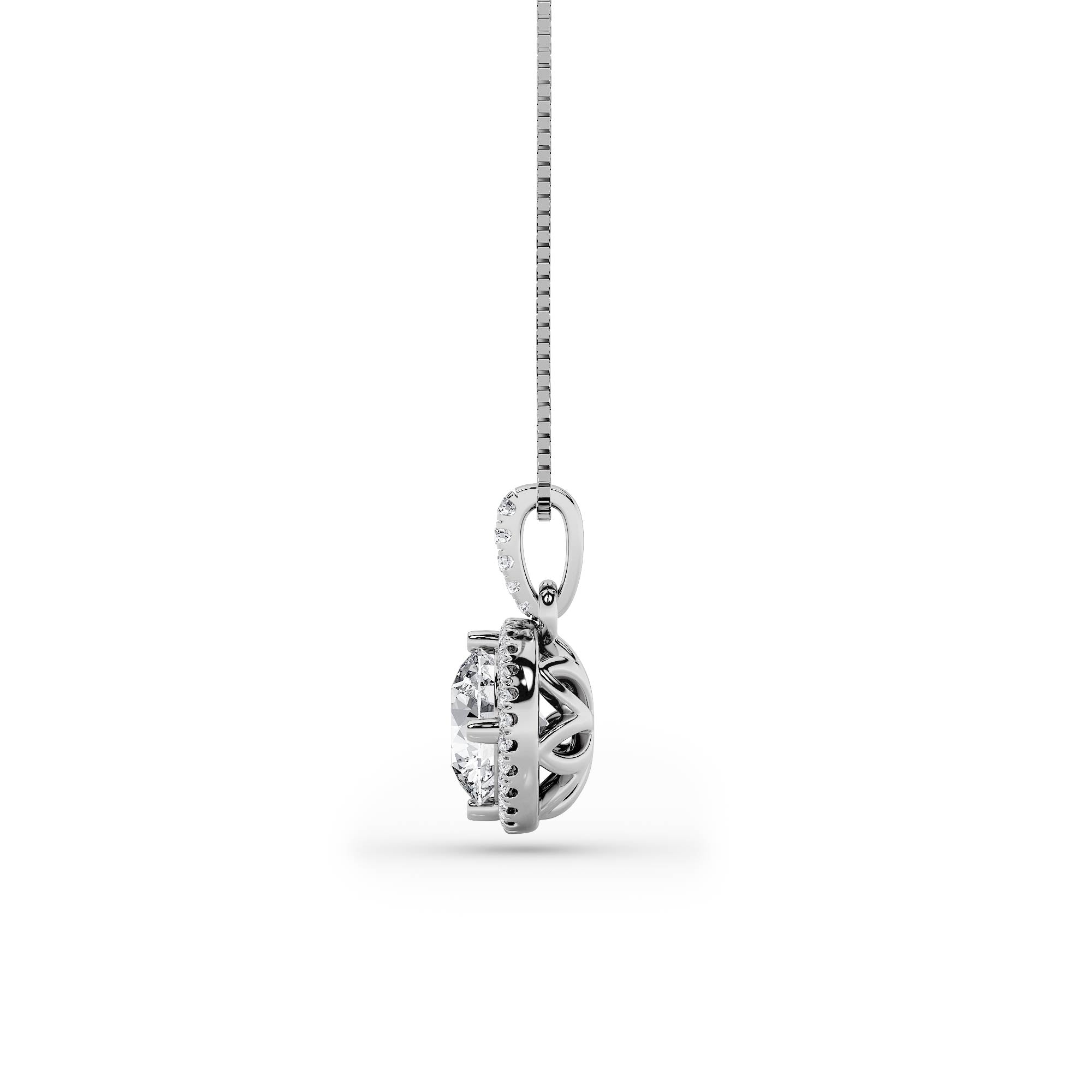 2.0ct Round Shaped Lab Grown Diamond (F/VS) Halo Pendant in 14K White Gold