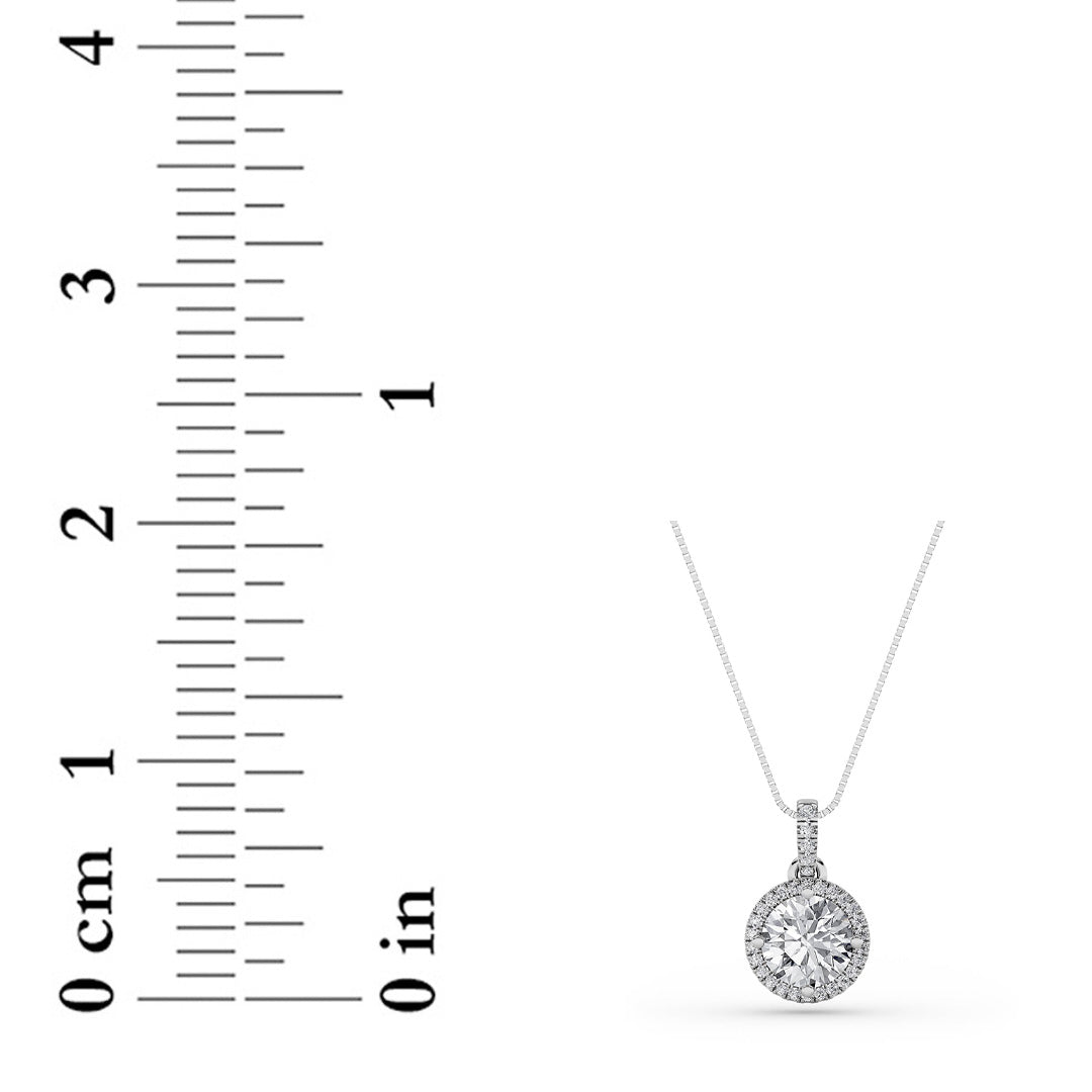 2.0ct Round Shaped Lab Grown Diamond (F/VS) Halo Pendant in 14K White Gold
