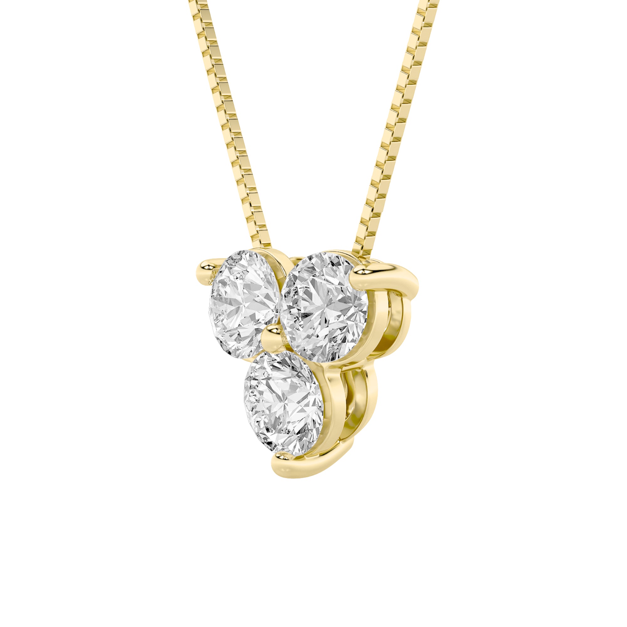 1.0ct Round Shaped Lab Grown Diamond (F/VS) Three Stone Pendant in 14K Yellow Gold