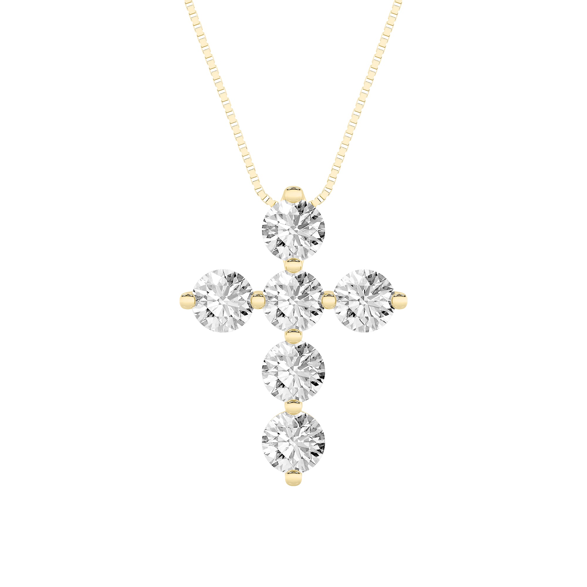 1.5ct Round Shaped Lab Grown Diamond (F/VS) Cross Pendant in 14K Yellow Gold