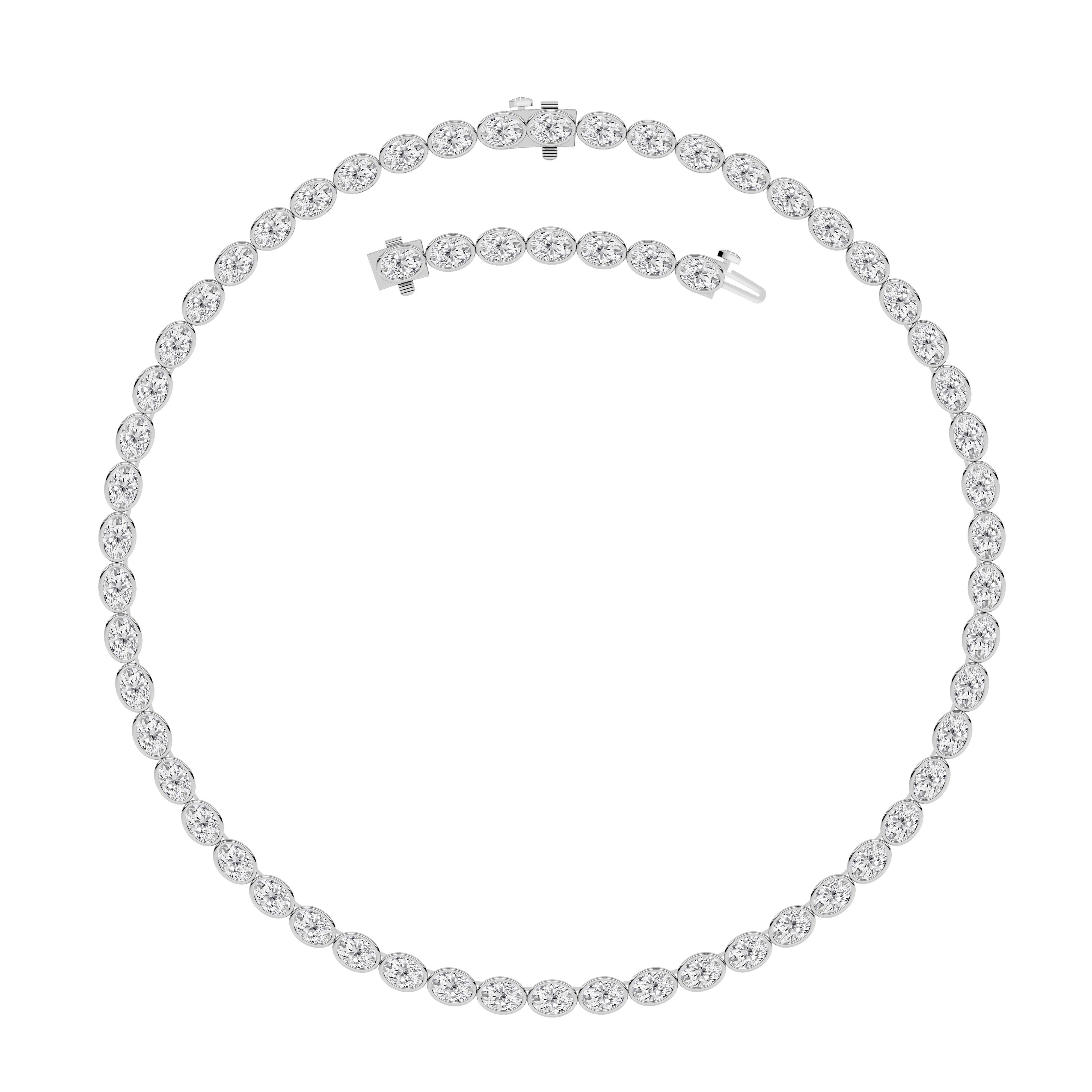30.0ct Oval Lab Grown Diamond (F/VS ) Bezel Set Necklace in 14K White Gold