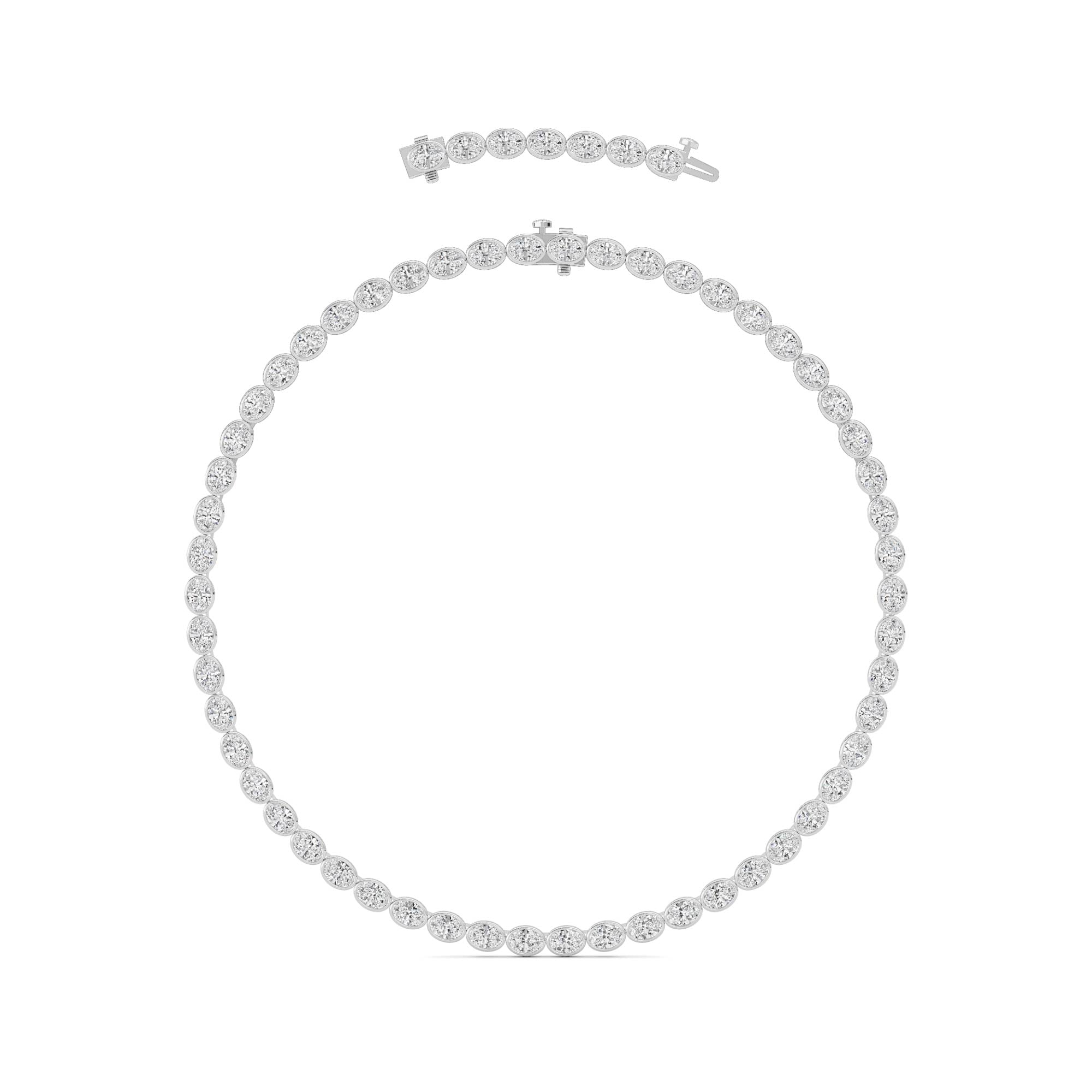 30.0ct Oval Lab Grown Diamond (F/VS ) Bezel Set Necklace in 14K White Gold