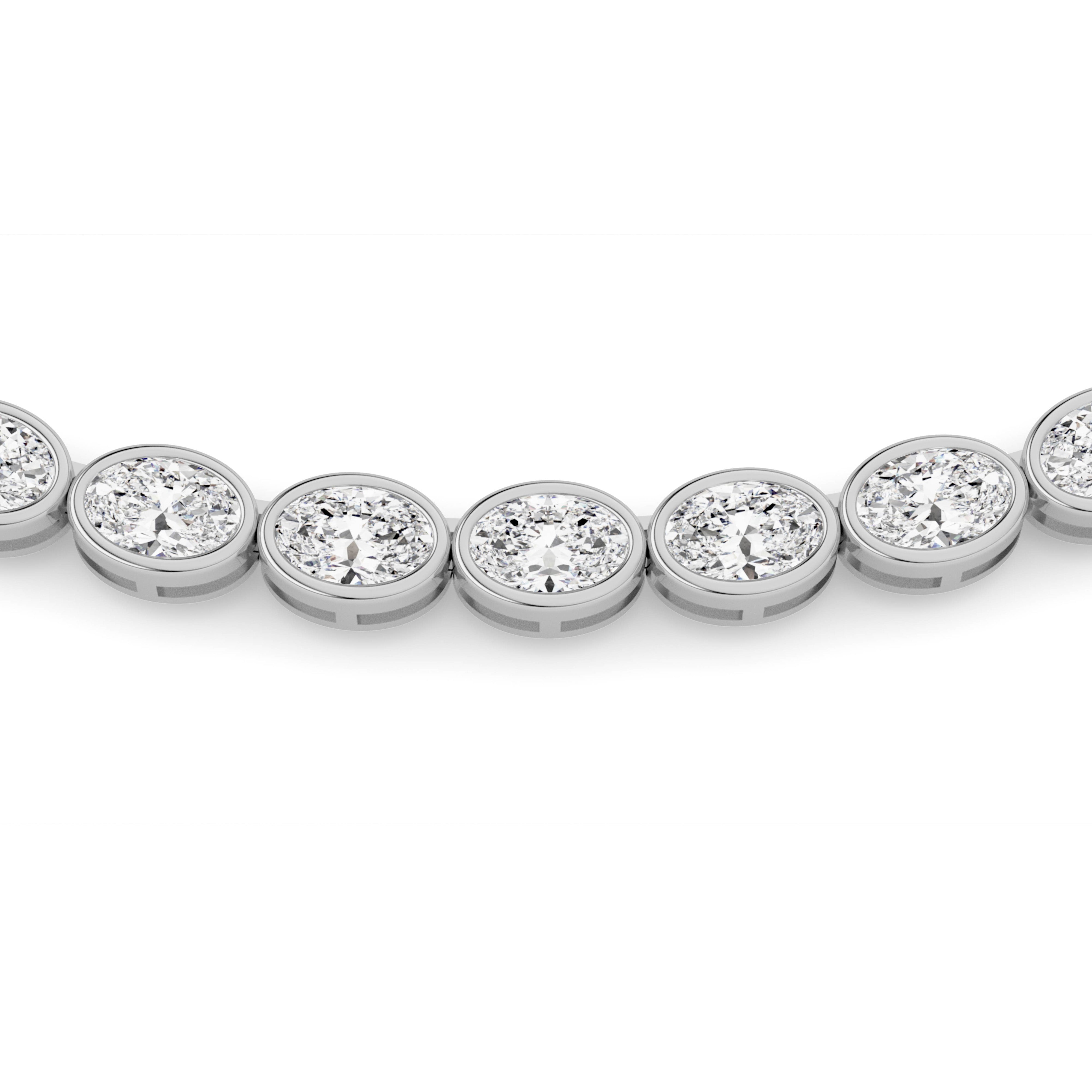 30.0ct Oval Lab Grown Diamond (F/VS ) Bezel Set Necklace in 14K White Gold