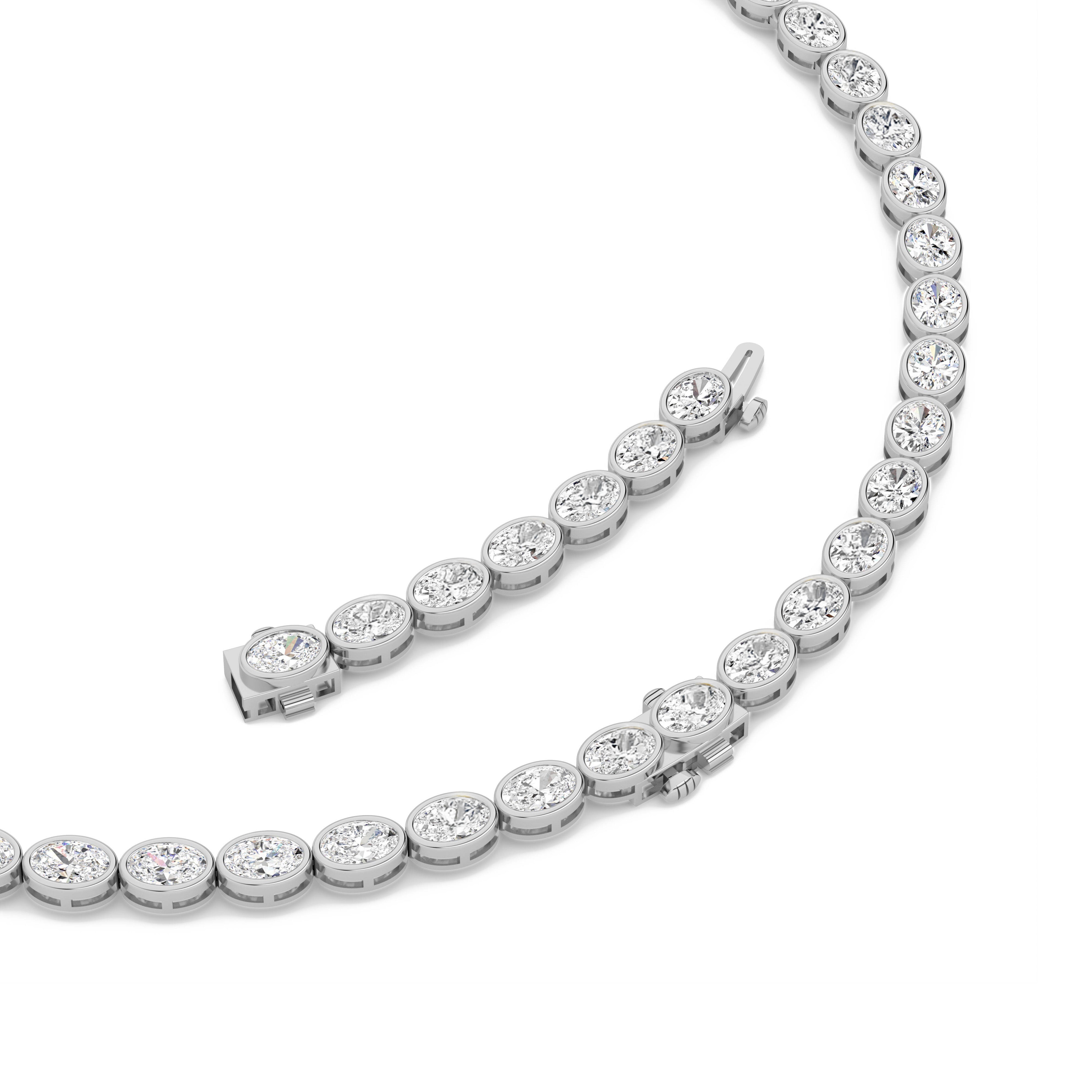 30.0ct Oval Lab Grown Diamond (F/VS ) Bezel Set Necklace in 14K White Gold