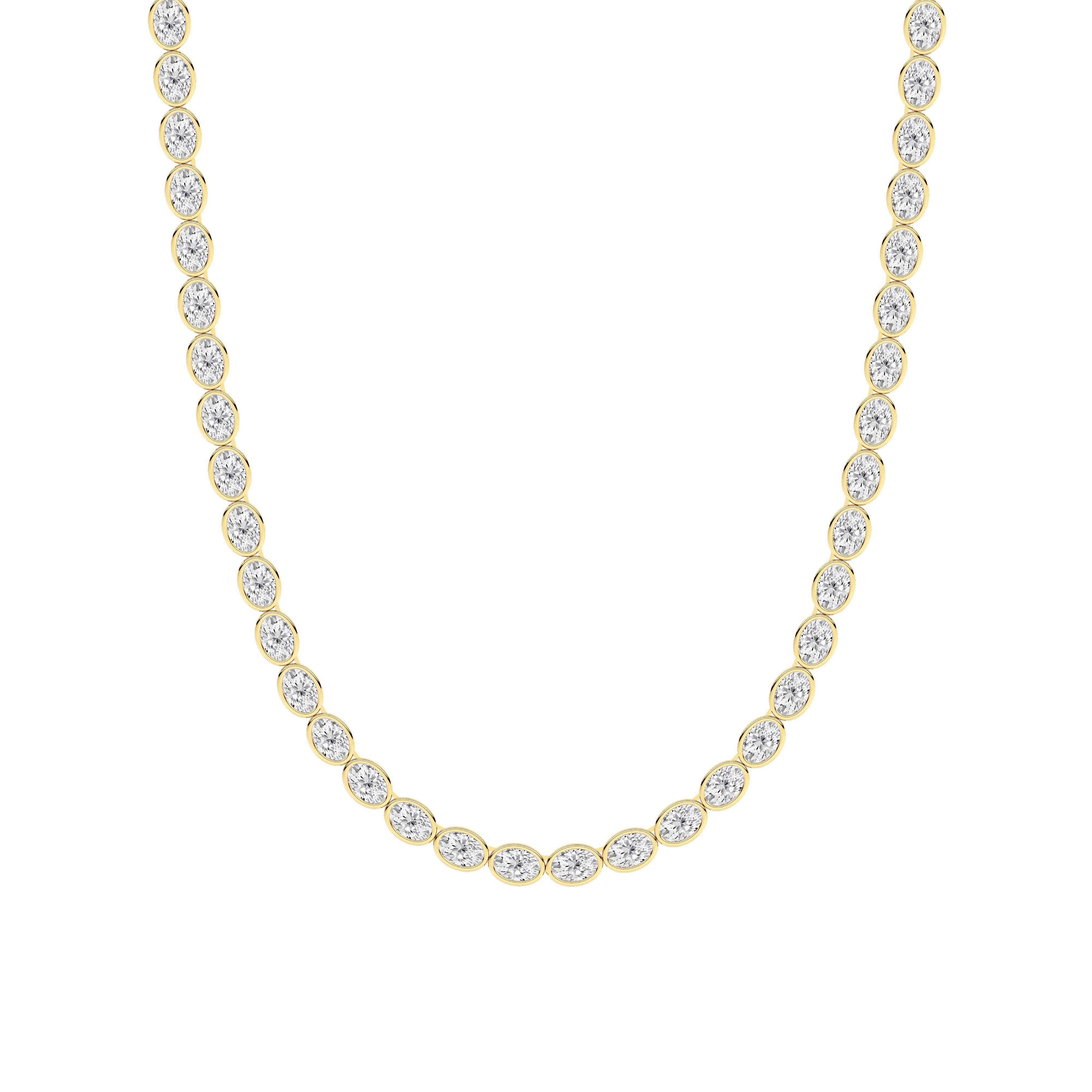 30.0ct Oval Lab Grown Diamond (F/VS ) Bezel Set Necklace in 14K Yellow Gold