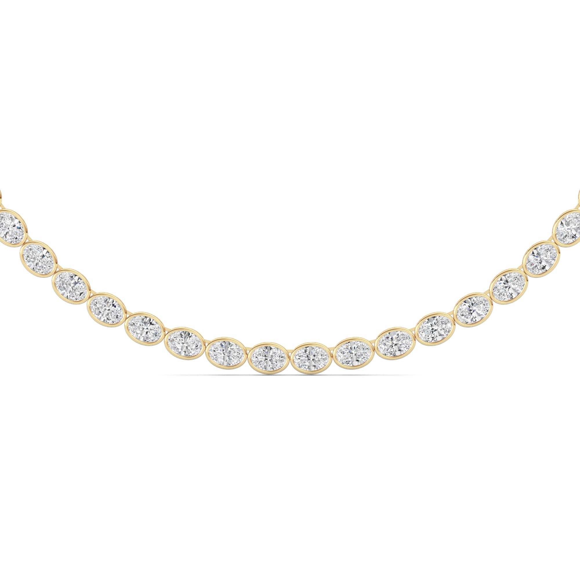 30.0ct Oval Lab Grown Diamond (F/VS ) Bezel Set Necklace in 14K Yellow Gold