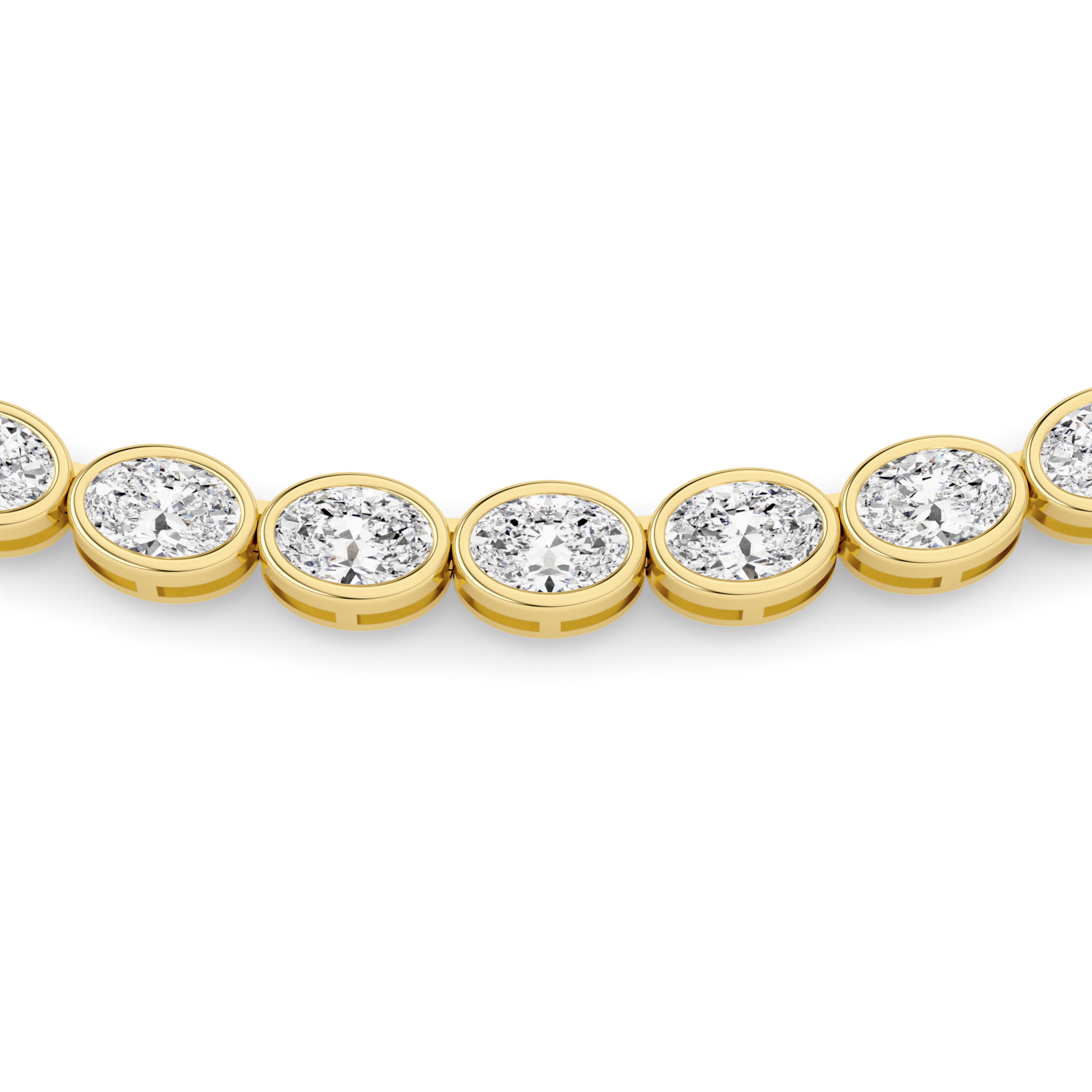 30.0ct Oval Lab Grown Diamond (F/VS ) Bezel Set Necklace in 14K Yellow Gold