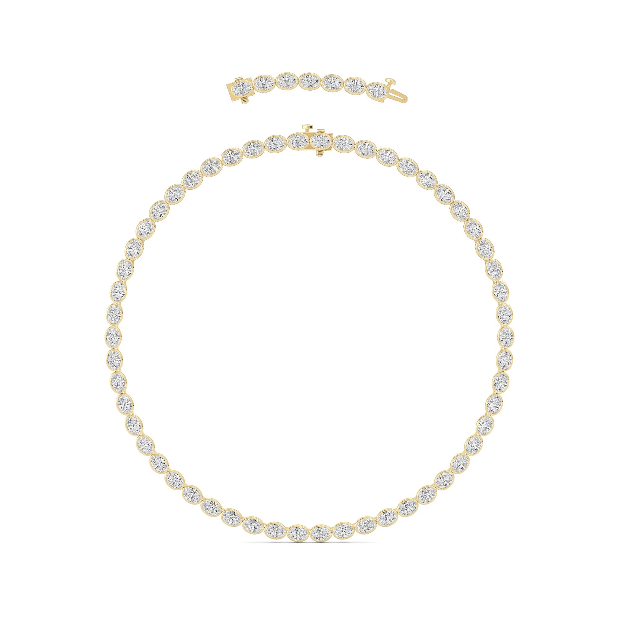 30.0ct Oval Lab Grown Diamond (F/VS ) Bezel Set Necklace in 14K Yellow Gold