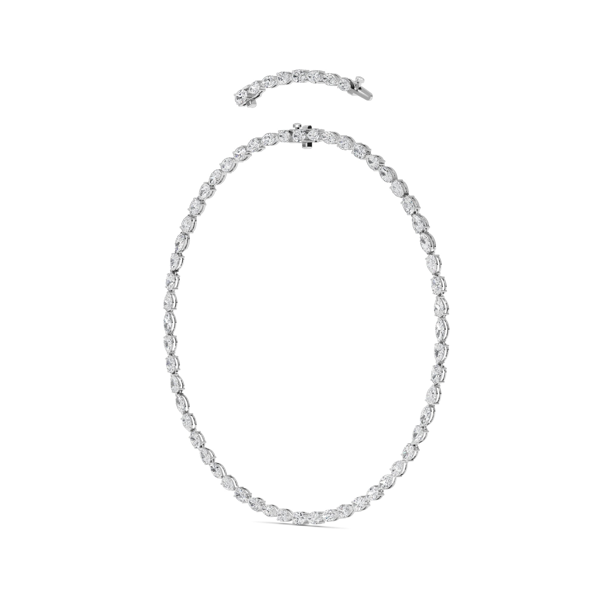 25.0ct Mix Shaped Lab Grown Diamond (F/VS ) Tennis Necklace in 14K White Gold