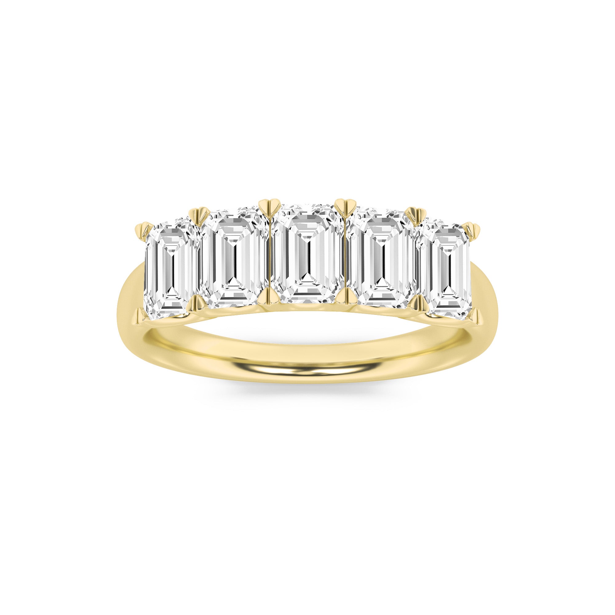 2Cttw Emerald Shaped Lab Grown Diamond (F/VS) FiveStone Band Ring in 14K Gold