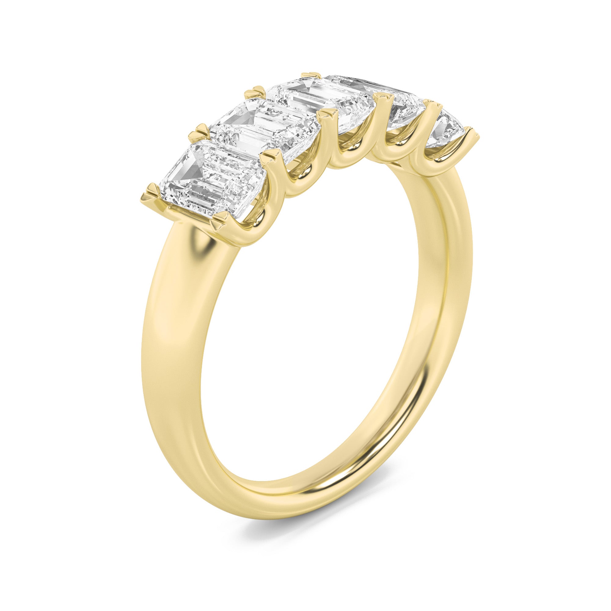 2Cttw Emerald Shaped Lab Grown Diamond (F/VS) FiveStone Band Ring in 14K Gold