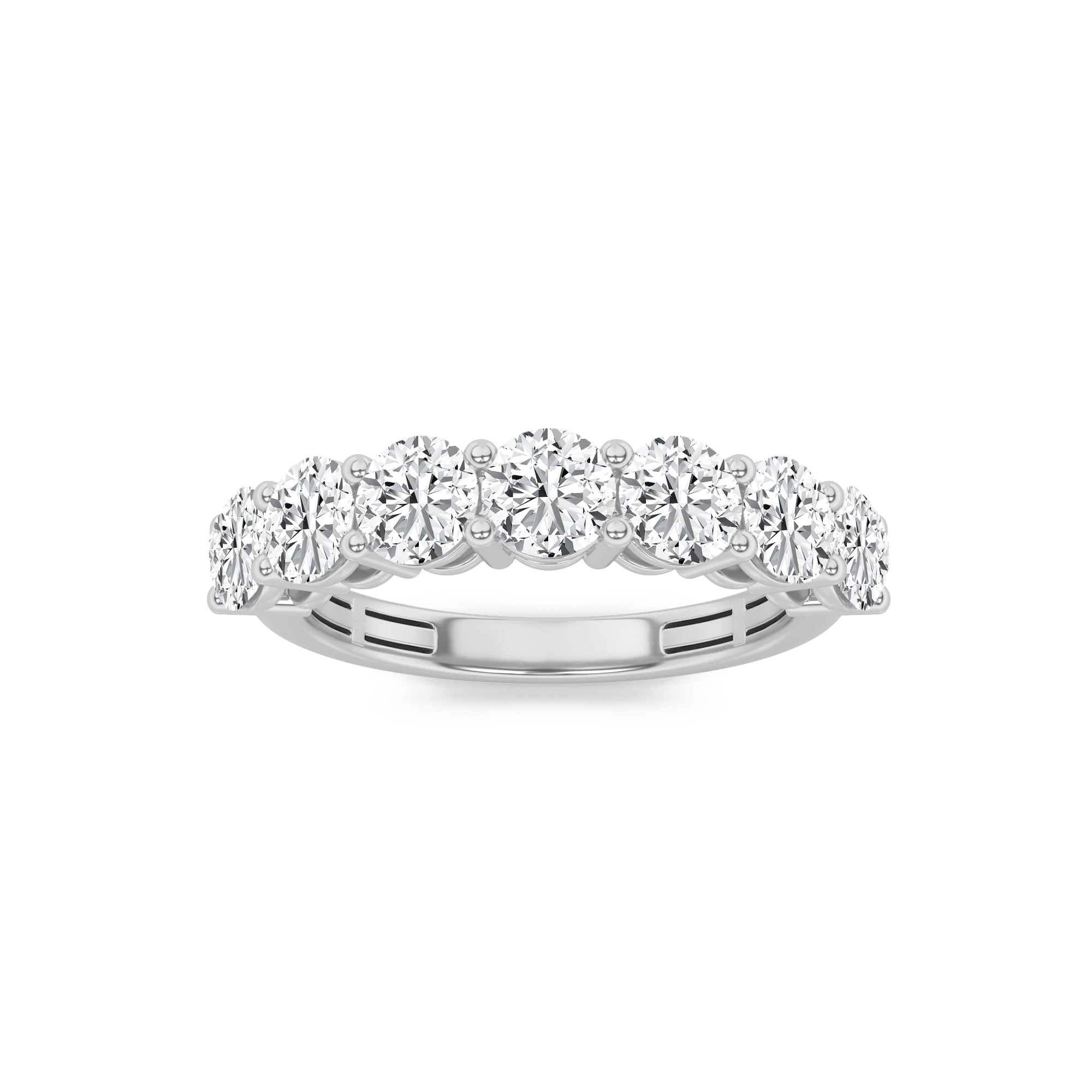 3Cttw Round Shaped Lab Grown Diamond (F/VS) SevenStone Band Ring in 14K Gold