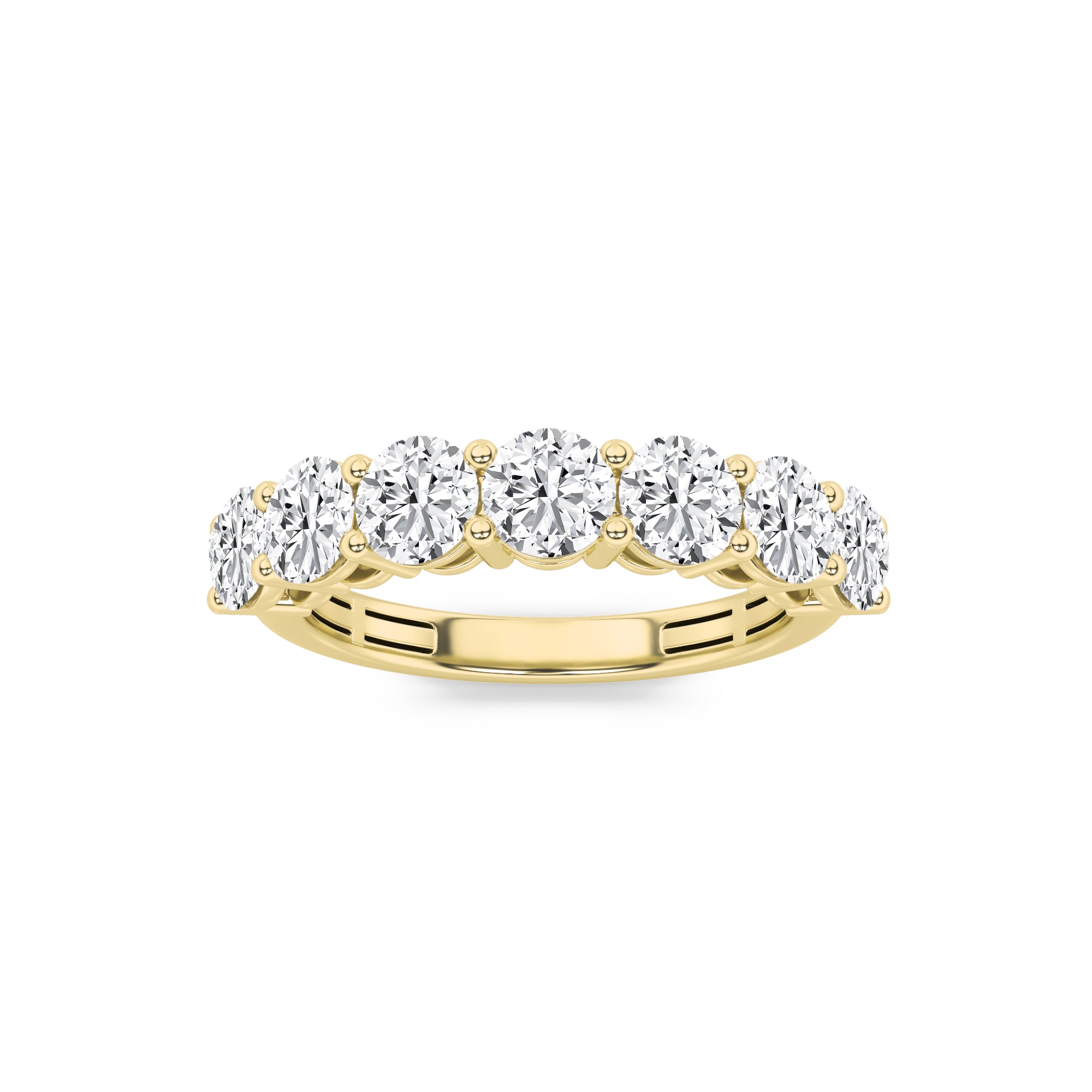 3Cttw Round Shaped Lab Grown Diamond (F/VS) SevenStone Band Ring in 14K Gold