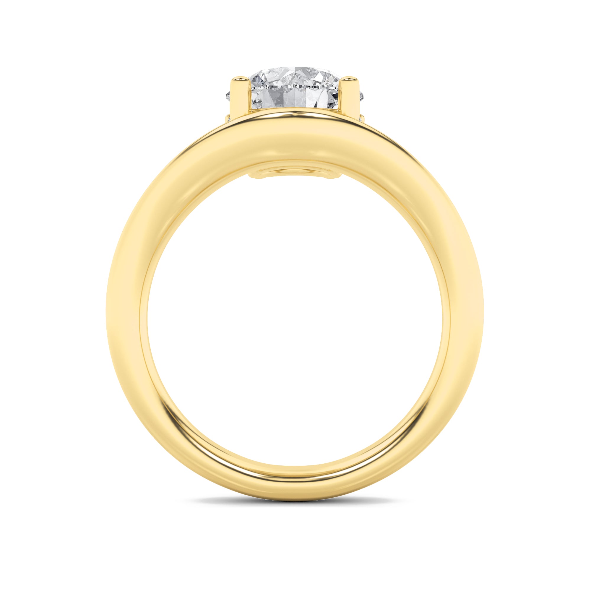2Cttw Round Shaped Lab Grown Diamond (F/VS) Accented Solitaire Fancy Engagement Ring in 14K Gold